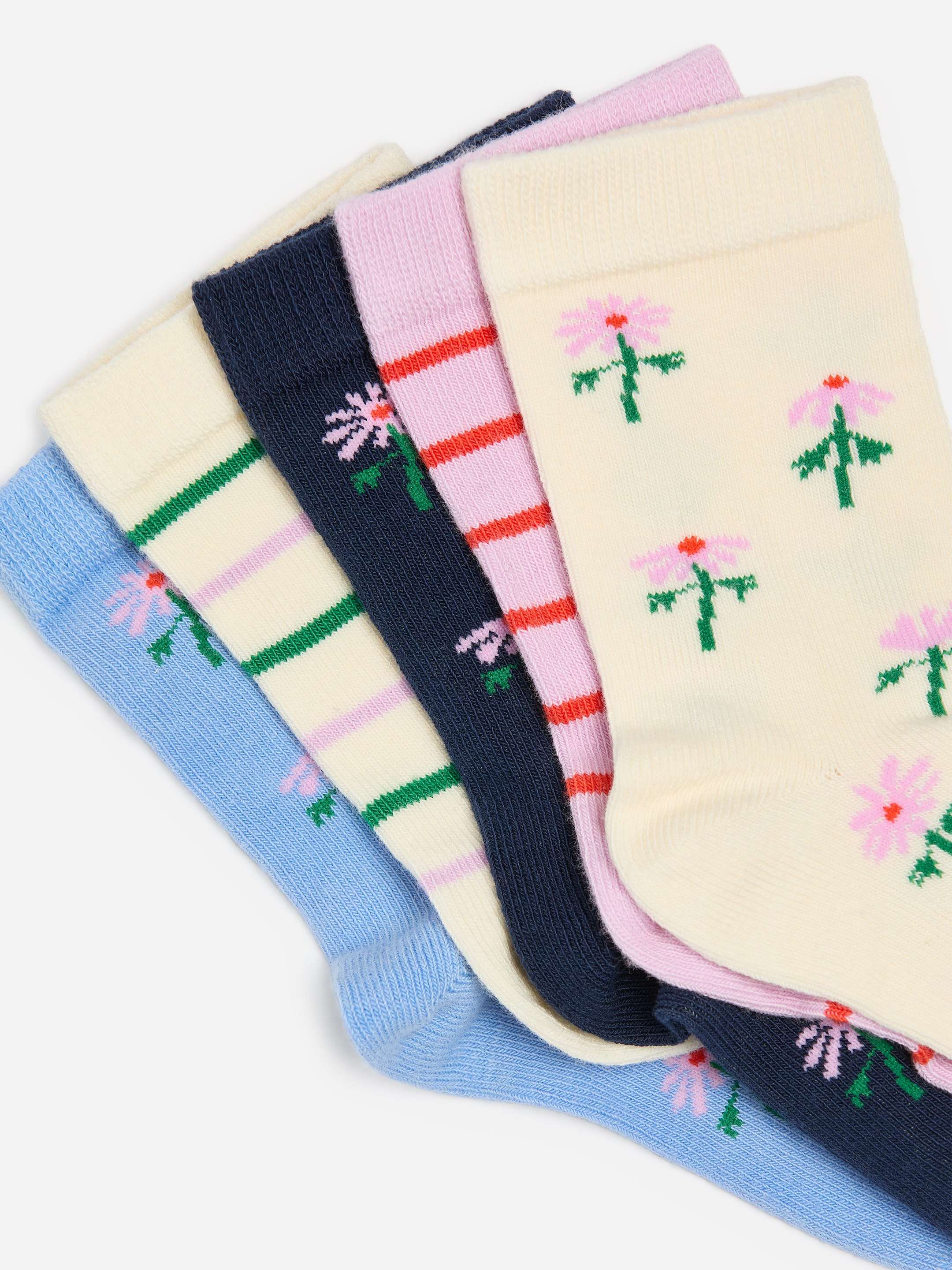 Lot de 5 paires de chaussettes en coton - Blanc cassé/Fleurs - Enfant - StillMedia/DescriptiveDetail - 1