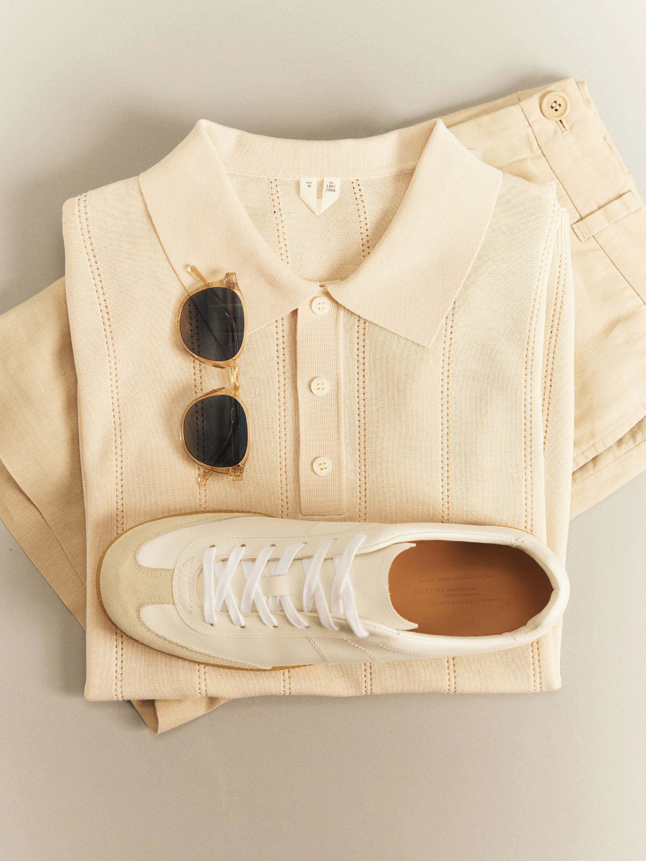 Pointelle Polo Shirt - Beige - Regular fit - Men - StillMedia/Lookbook - 1
