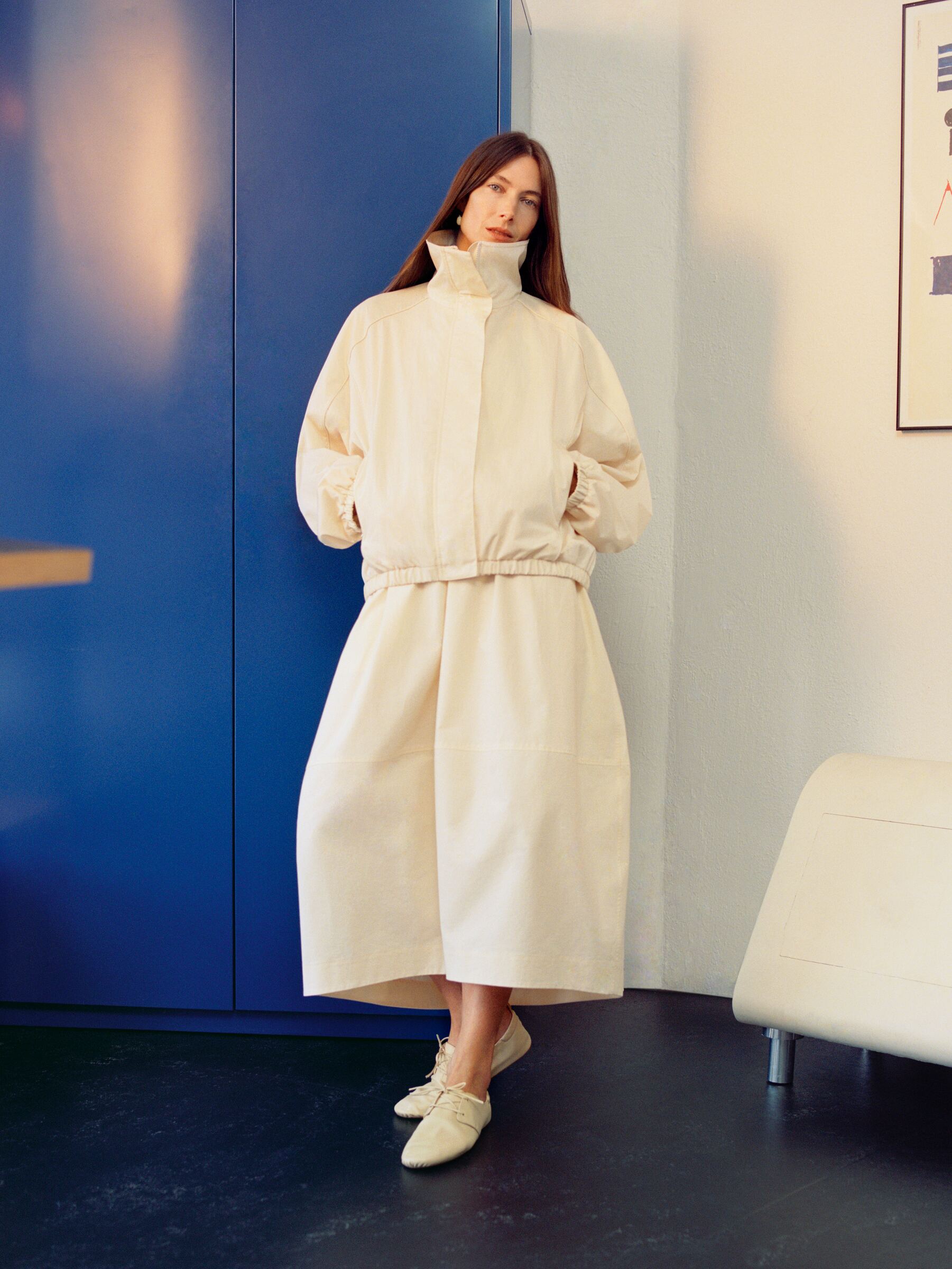 Funnel-Neck Nylon Jacket - Off White - Oversized - Women - StillMedia/Environmental - 1