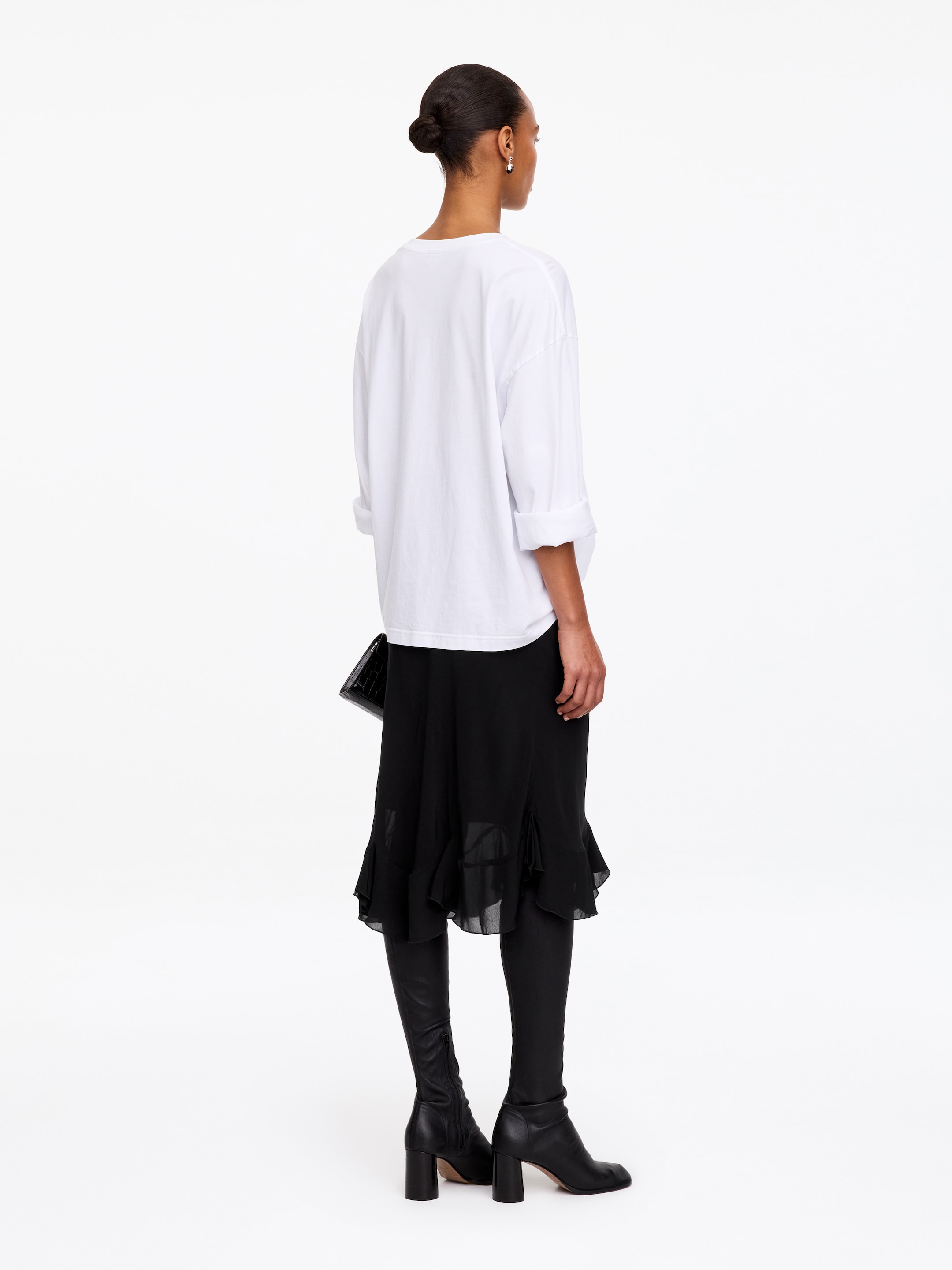 Frill-Hem Midi Skirt - Black - Regular fit - women - StillMedia/Lookbook - 4