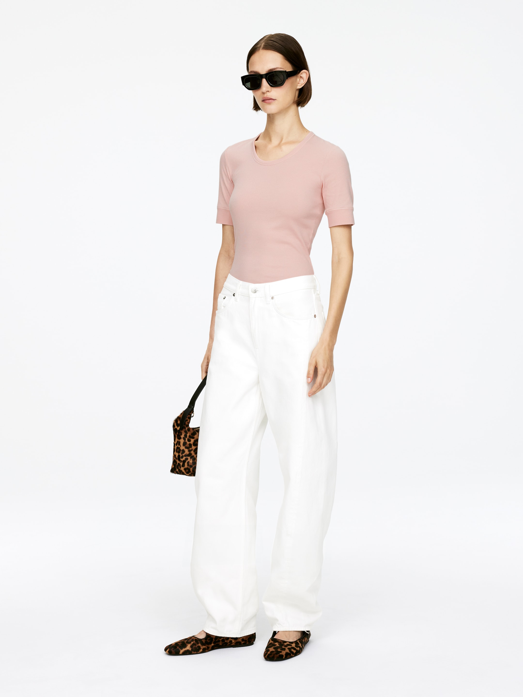 Größeres Bild anzeigen: Geripptes T-Shirt - Blasses Pfirsichrosa - Ladies | H&M AT 2