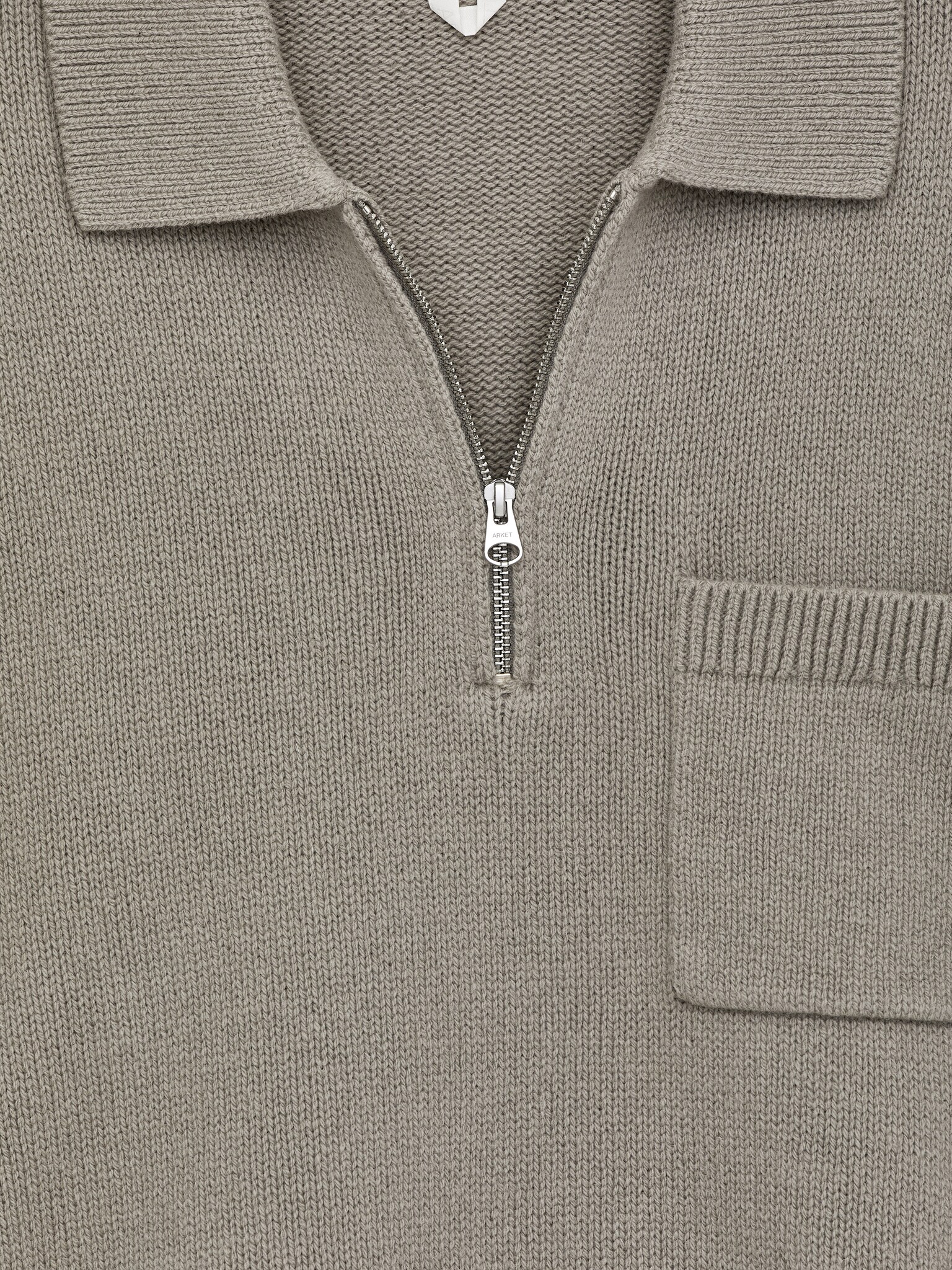 Gebreid wollen poloshirt met rits - Taupe/Zwart/Grijs/Donkergroen/Bruin - 6