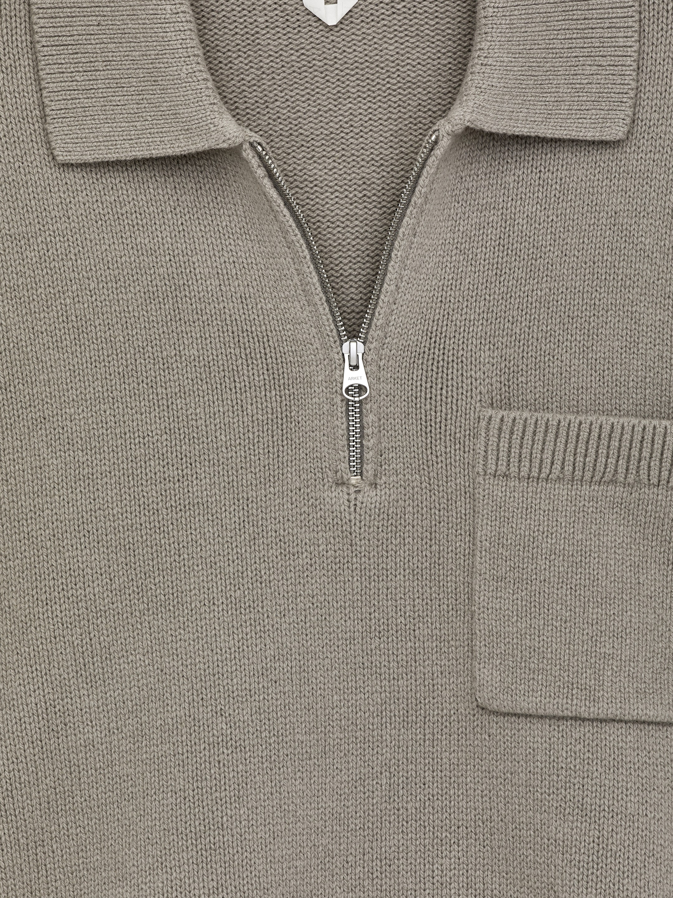 Polo en maille de laine avec fermeture éclair - Taupe - Regular fit - Homme - StillMedia/DescriptiveDetail - 1