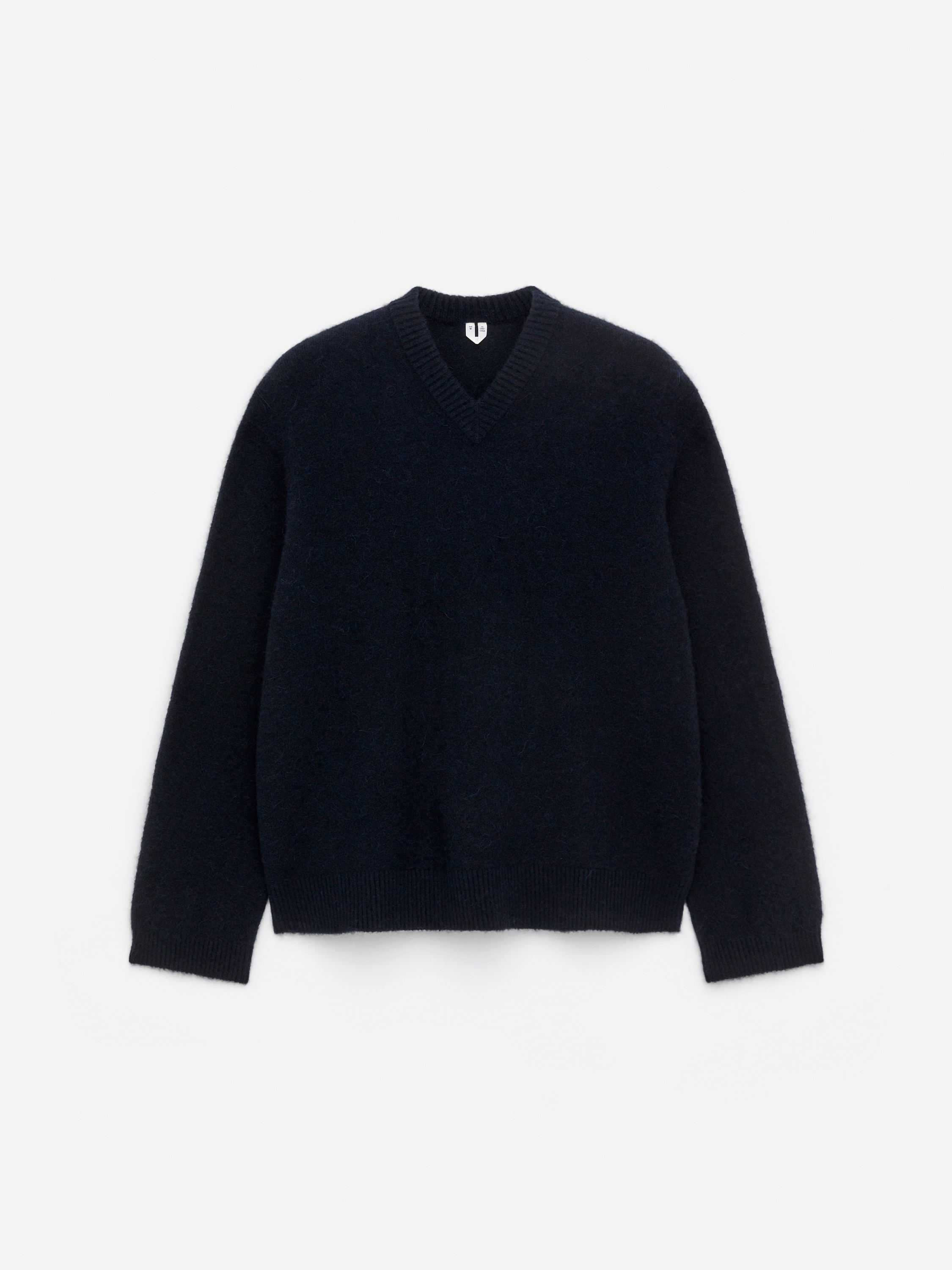 Pull décontracté en mélange d'alpaga - Bleu foncé/Marron