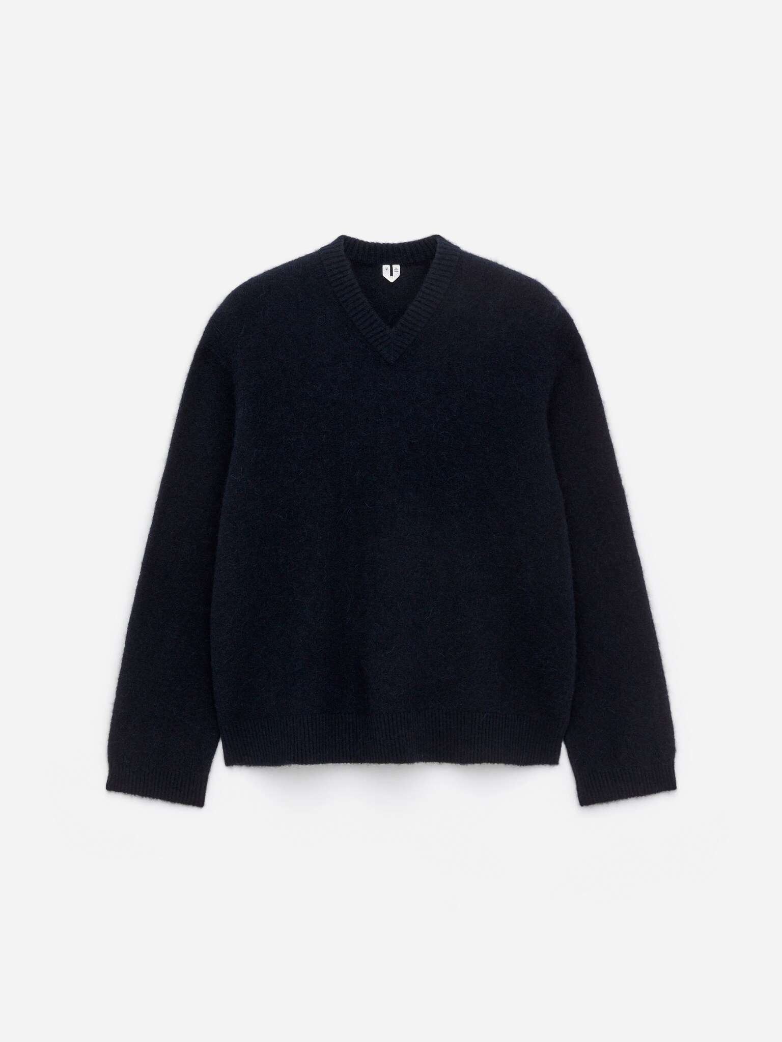Pull décontracté en mélange d'alpaga - Bleu foncé/Marron - 2