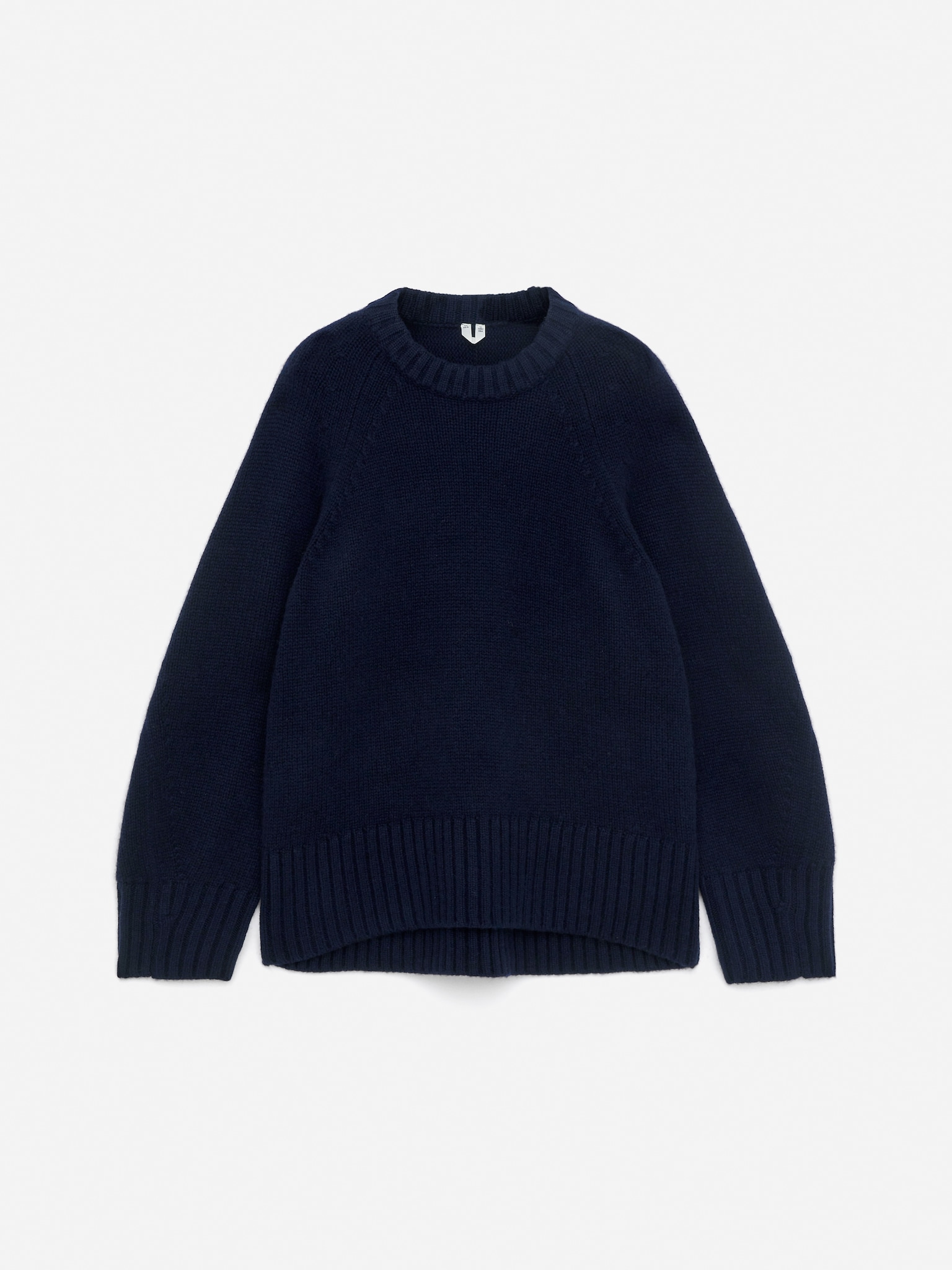 Chunky Pure Cashmere Jumper  ​ - Dark Blue/Beige - 2