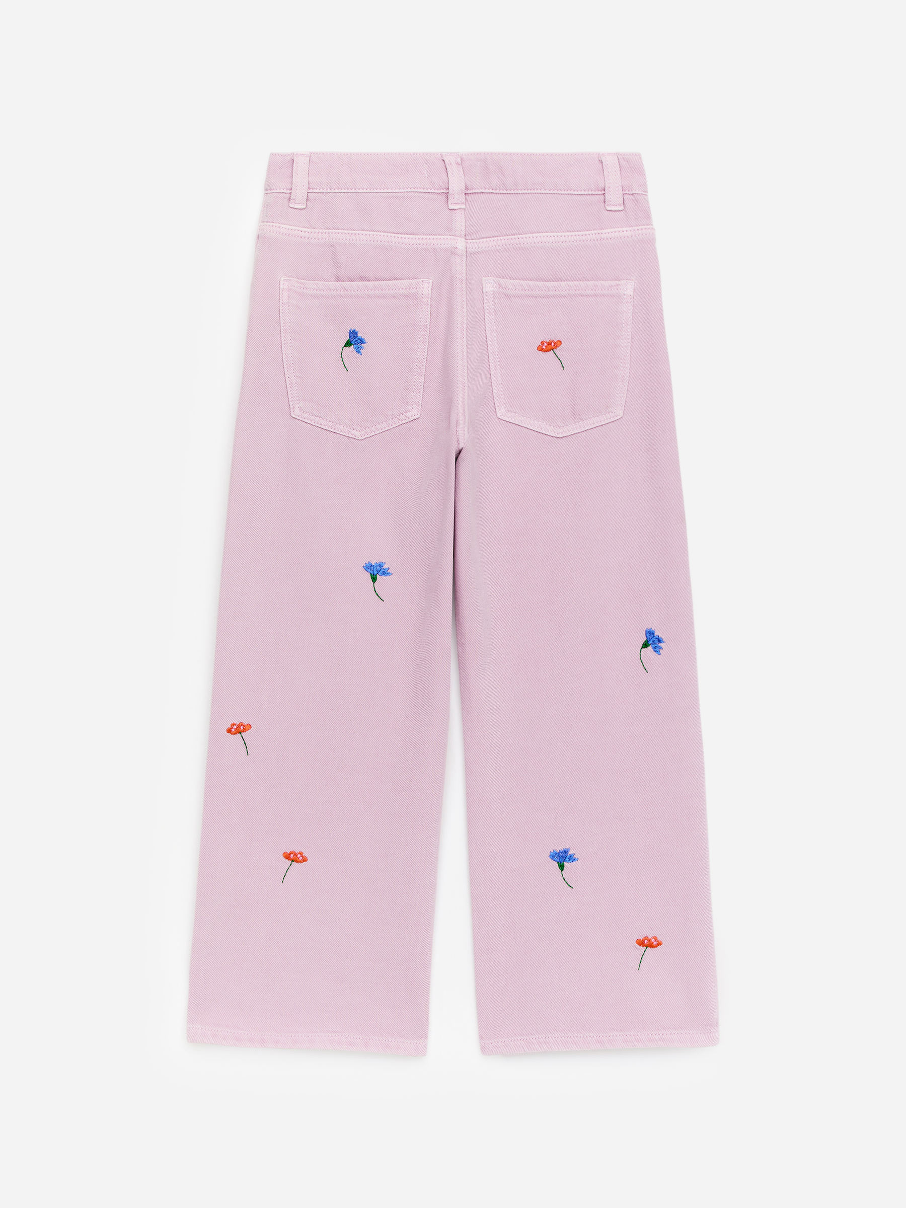 Embroidered Denim Trousers - Lilac - Relaxed fit - Children - StillMedia/DescriptiveStillLife - 1