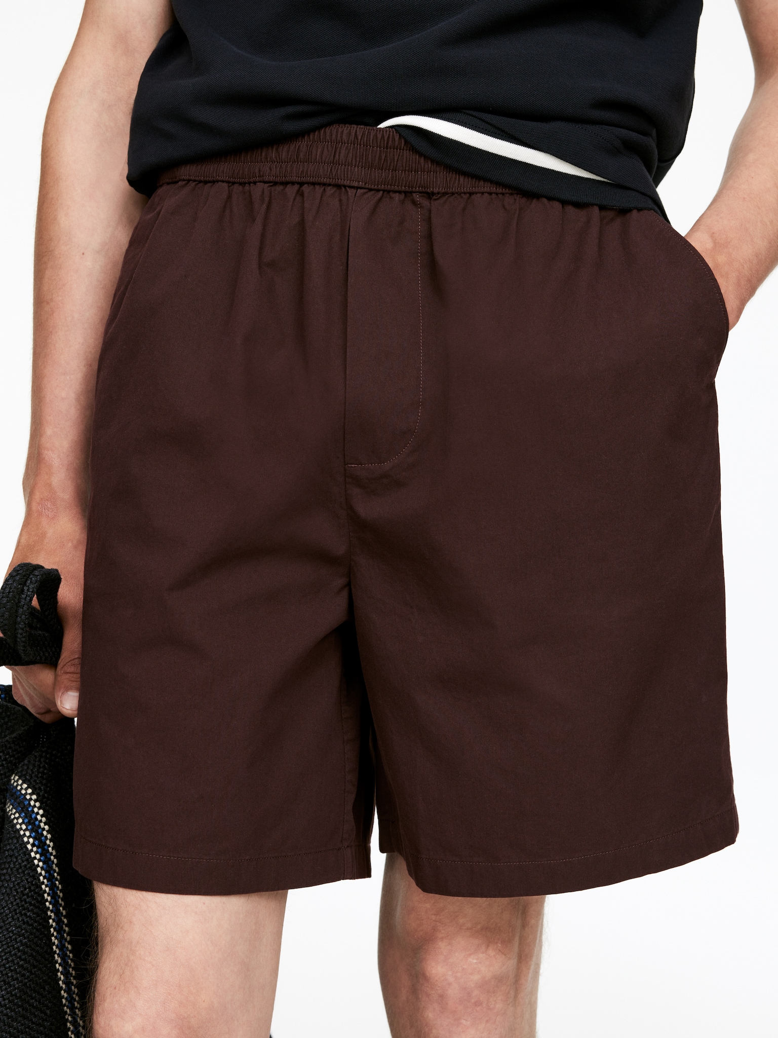 Short en coton - Bordeaux/Taupe/Bleu foncé - 6