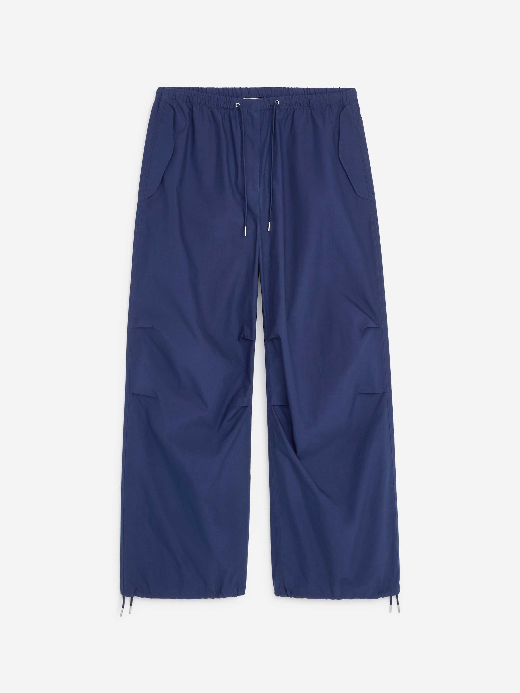 Cotton Pleat-Knee Trousers - Dark Blue - Relaxed fit - Women - StillMedia/DescriptiveStillLife - 1