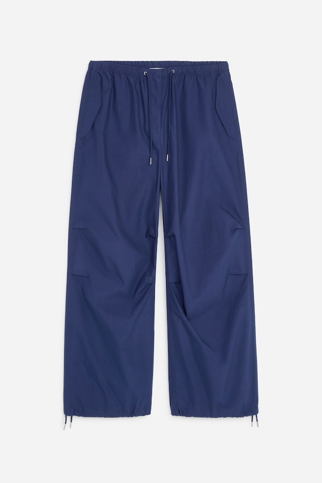 Cotton Pleat-Knee Trousers - Dark Blue/White - 1