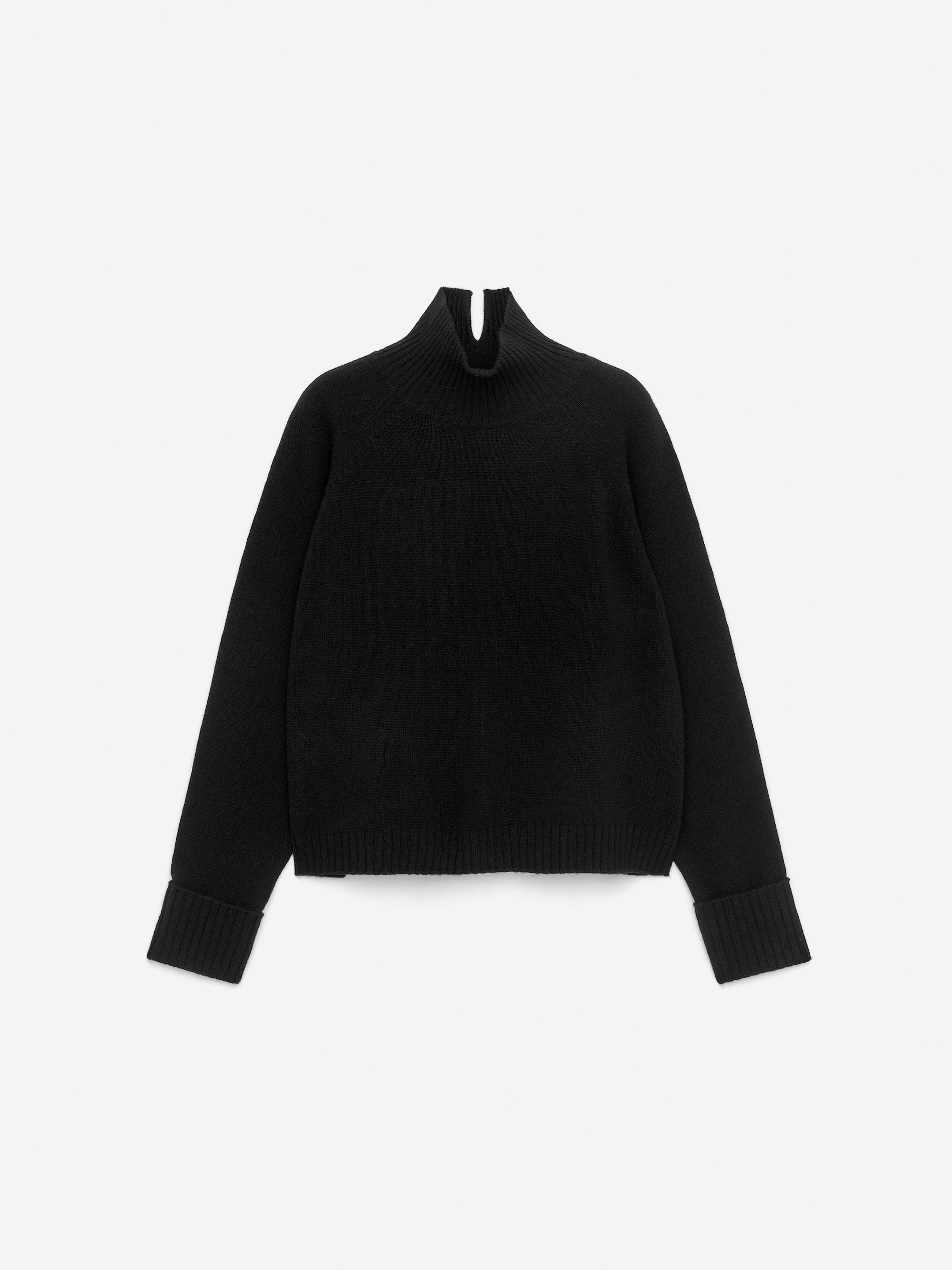 Roll-Neck Wool Jumper-Black-16716