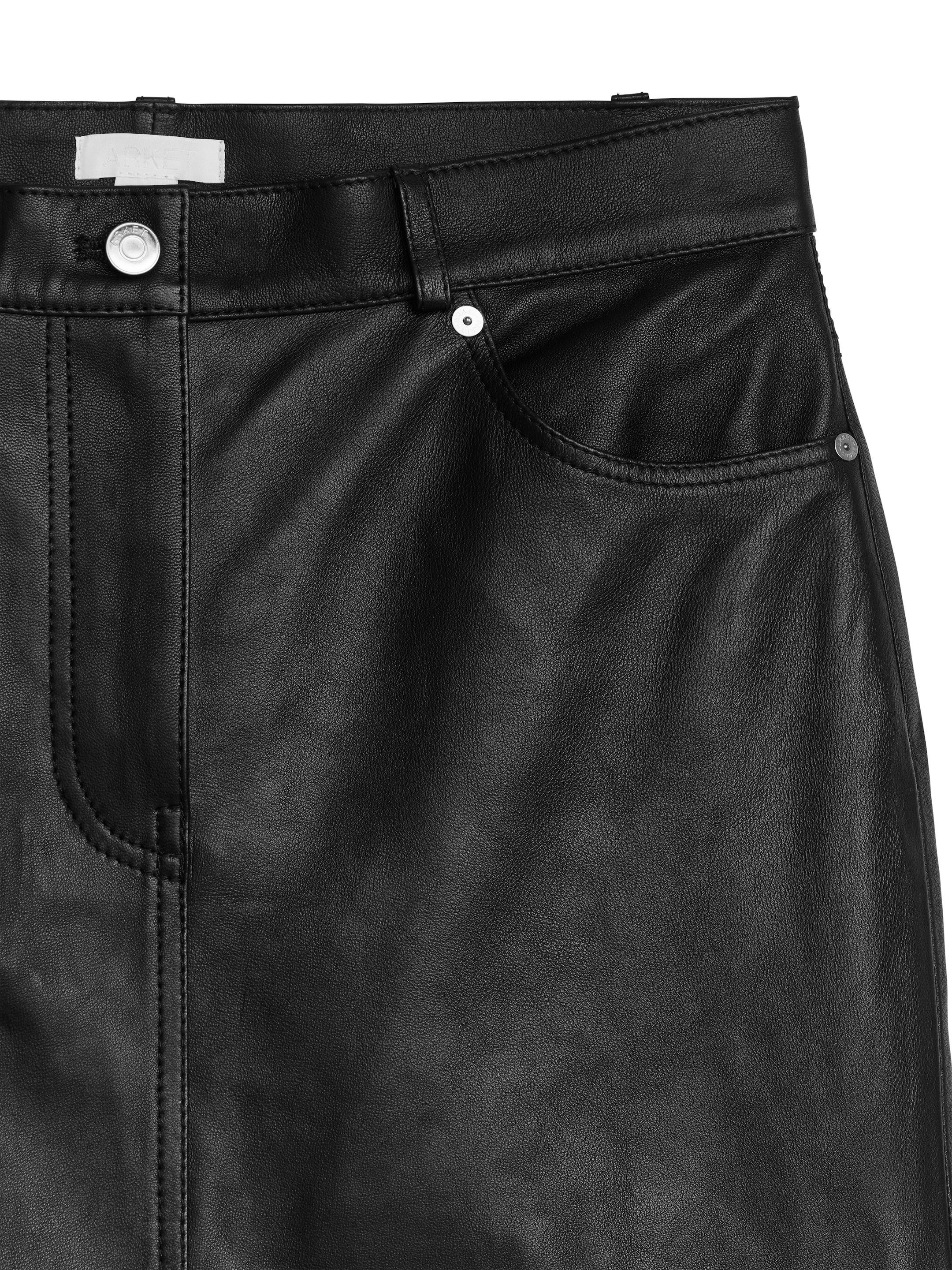 Pencil Leather Skirt - Black - Regular fit - Women - StillMedia/DescriptiveDetail - 3