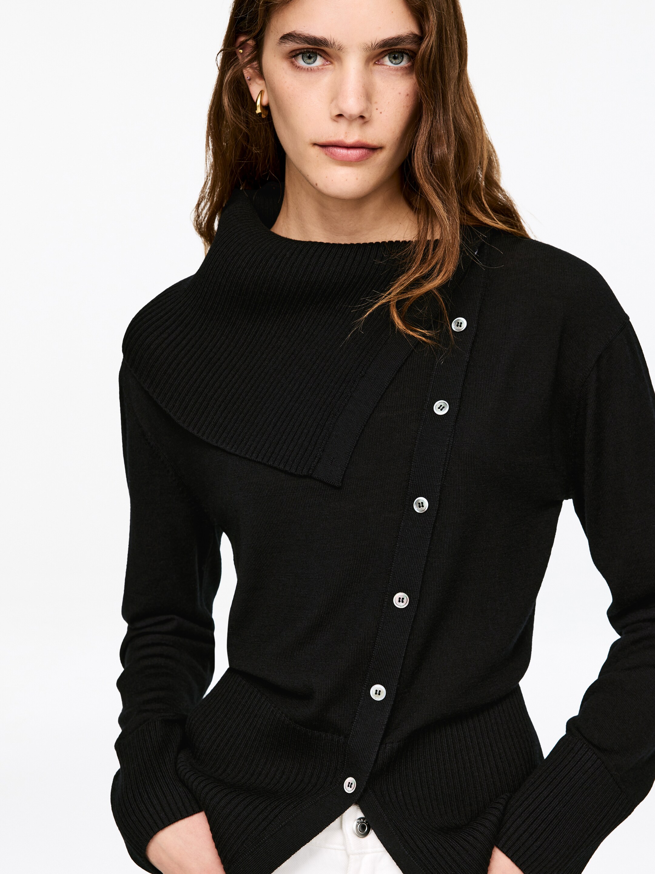 Cardigan in lana a maglia ritorta - Nero - Regular fit - Women - StillMedia/Lookbook - 6
