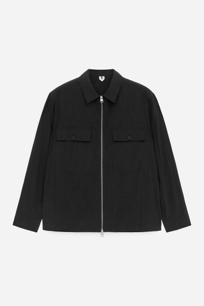 Lyocell Blend Overshirt - Black/Green - 1