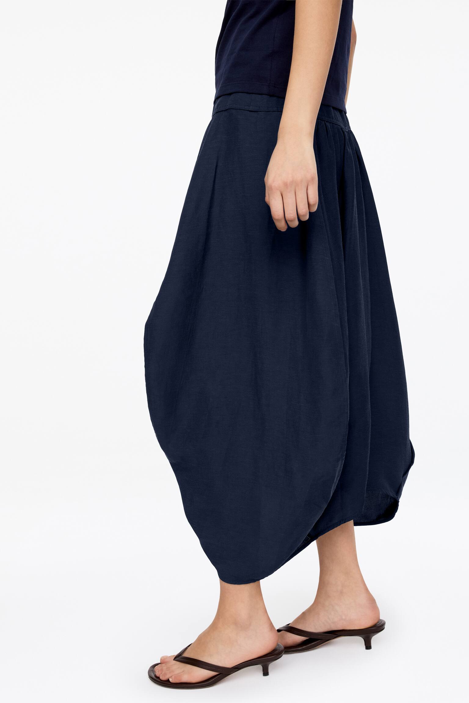 Midi-rok met ballonmodel - Donkerblauw - 4