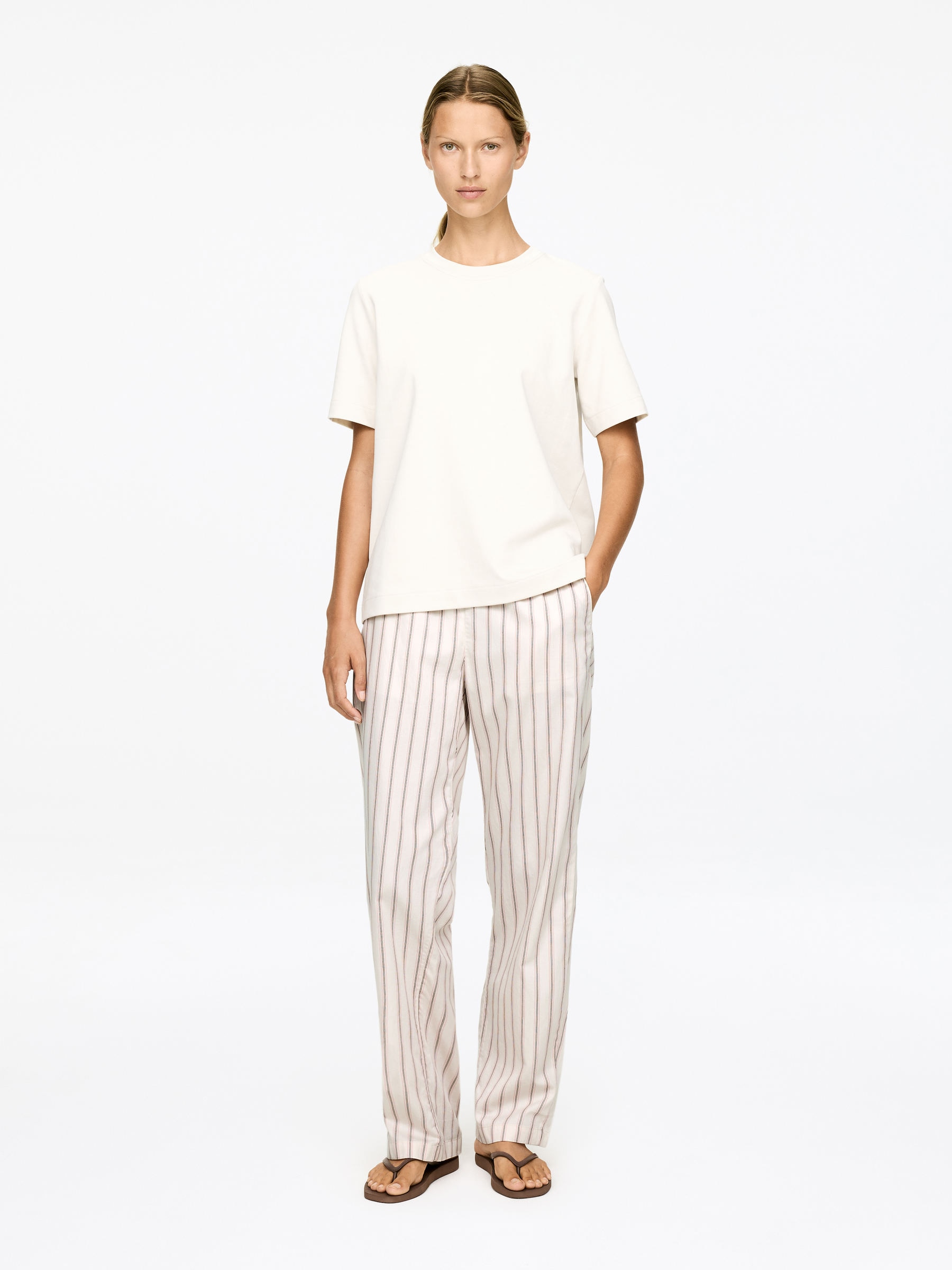Cotton Pyjama Trousers-#D7CFBE-16969