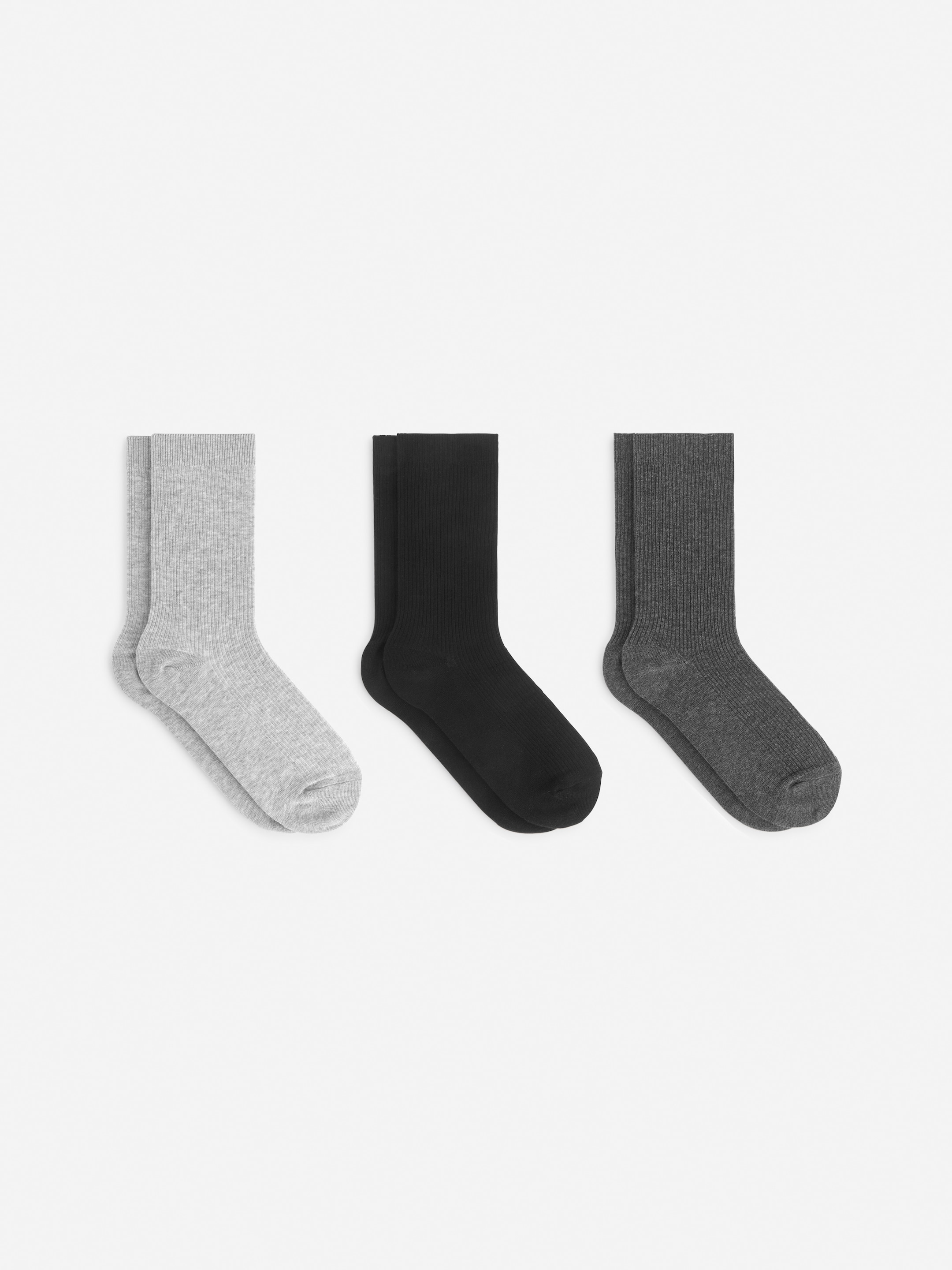 Cotton Rib Socks Set of 3-#B2B1B5-12582