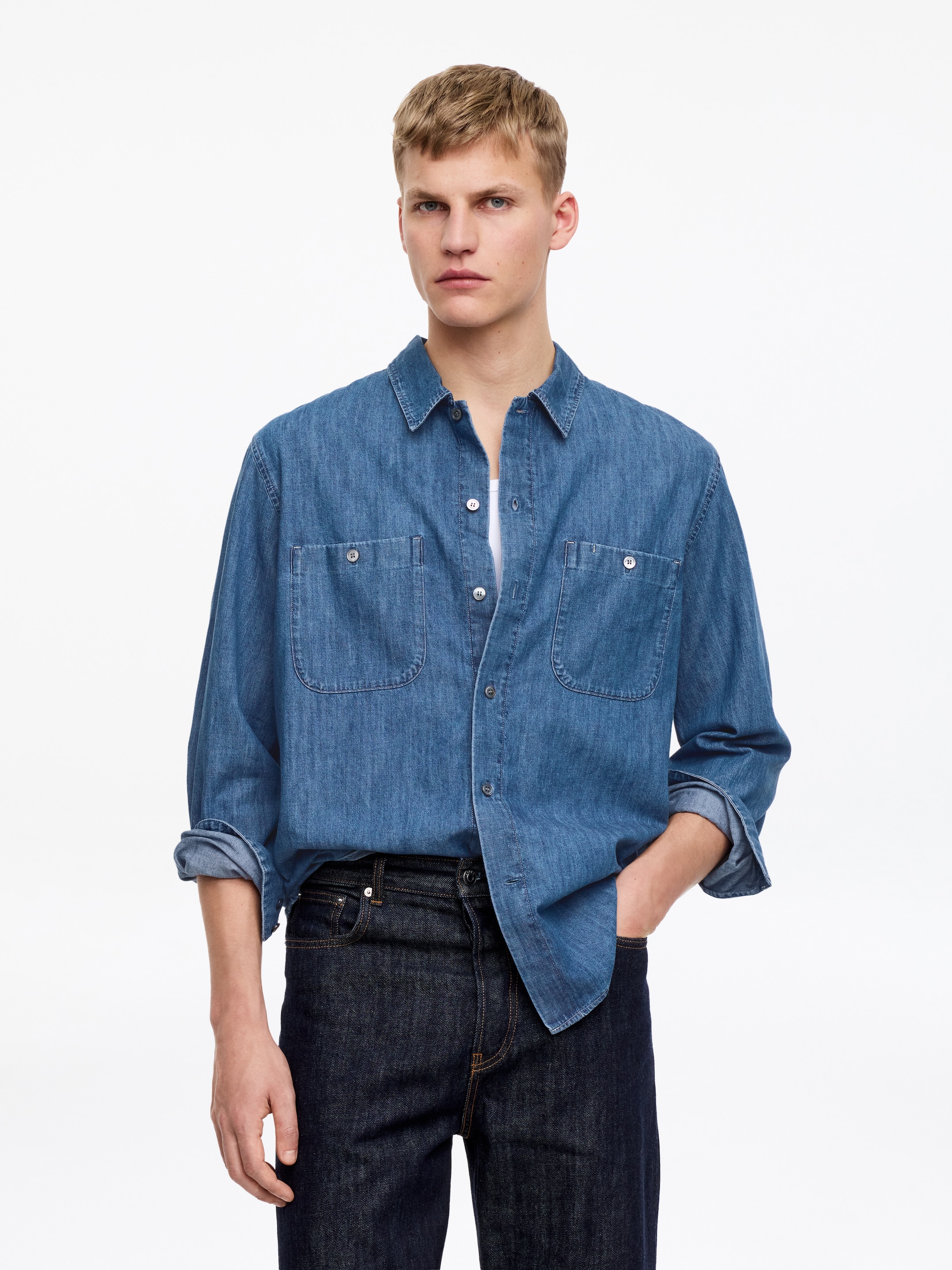 Relaxed Denim Shirt - Blue - Relaxed fit - Men - StillMedia/Lookbook - 6