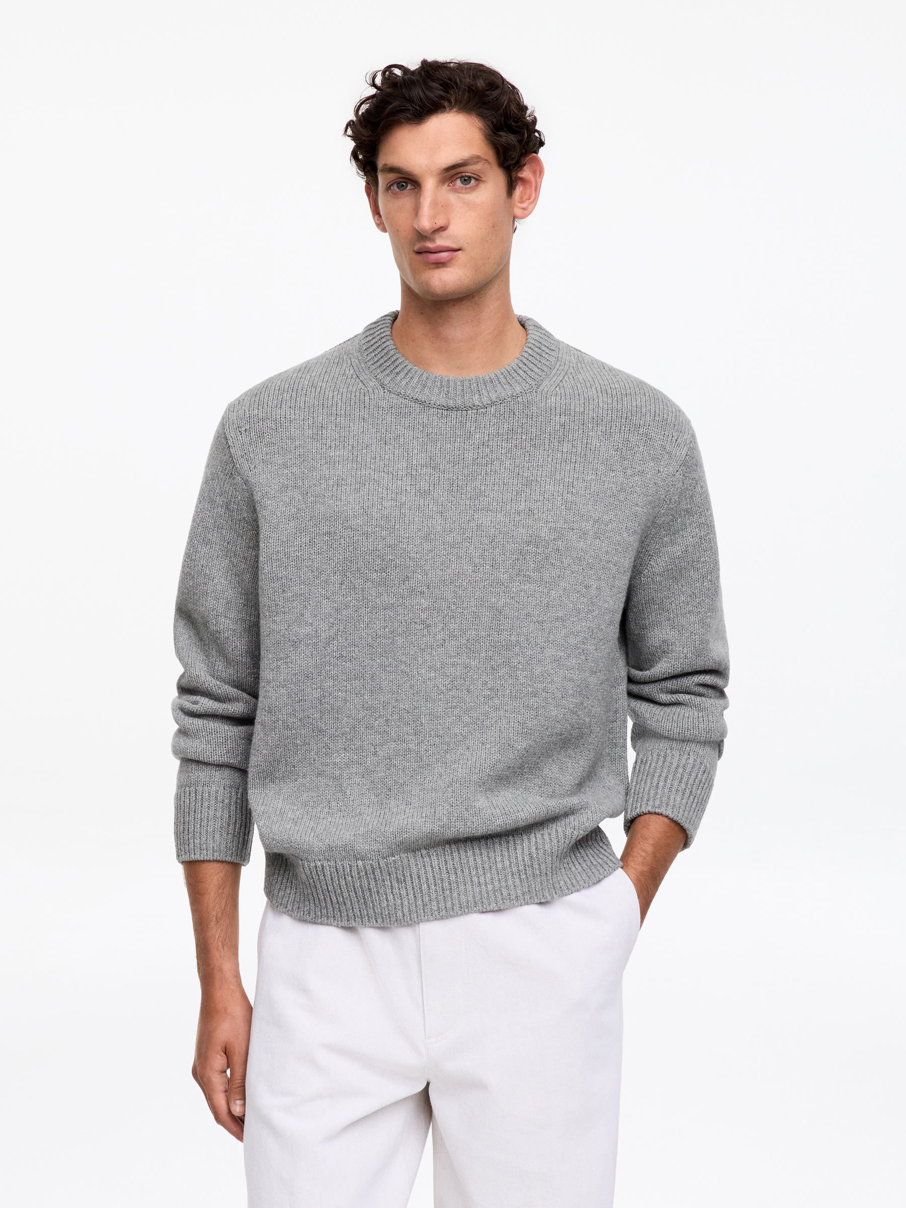 Chunky stickad ulltröja-#C0C3C6-15895