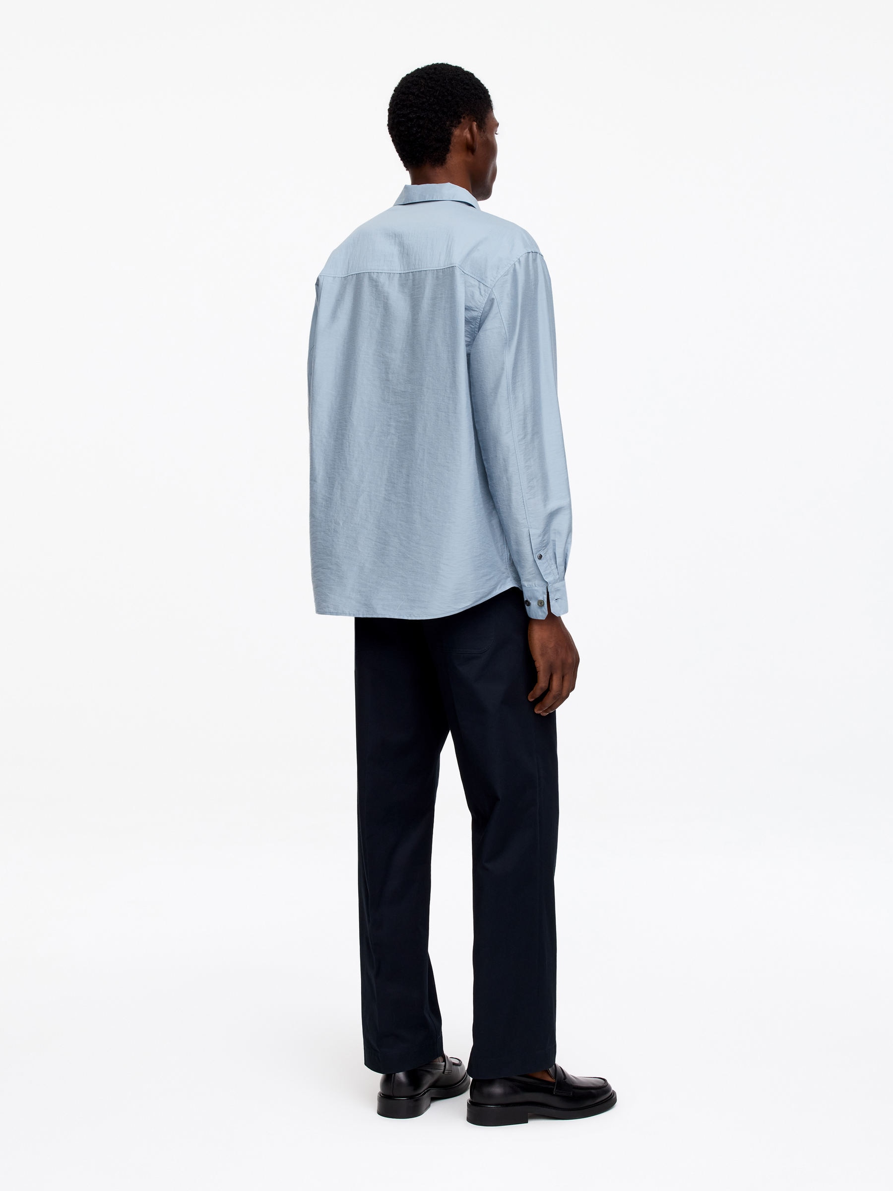 Oversized Lyocell Blend Shirt - Dusty Blue - Oversized - Men - StillMedia/Lookbook - 4