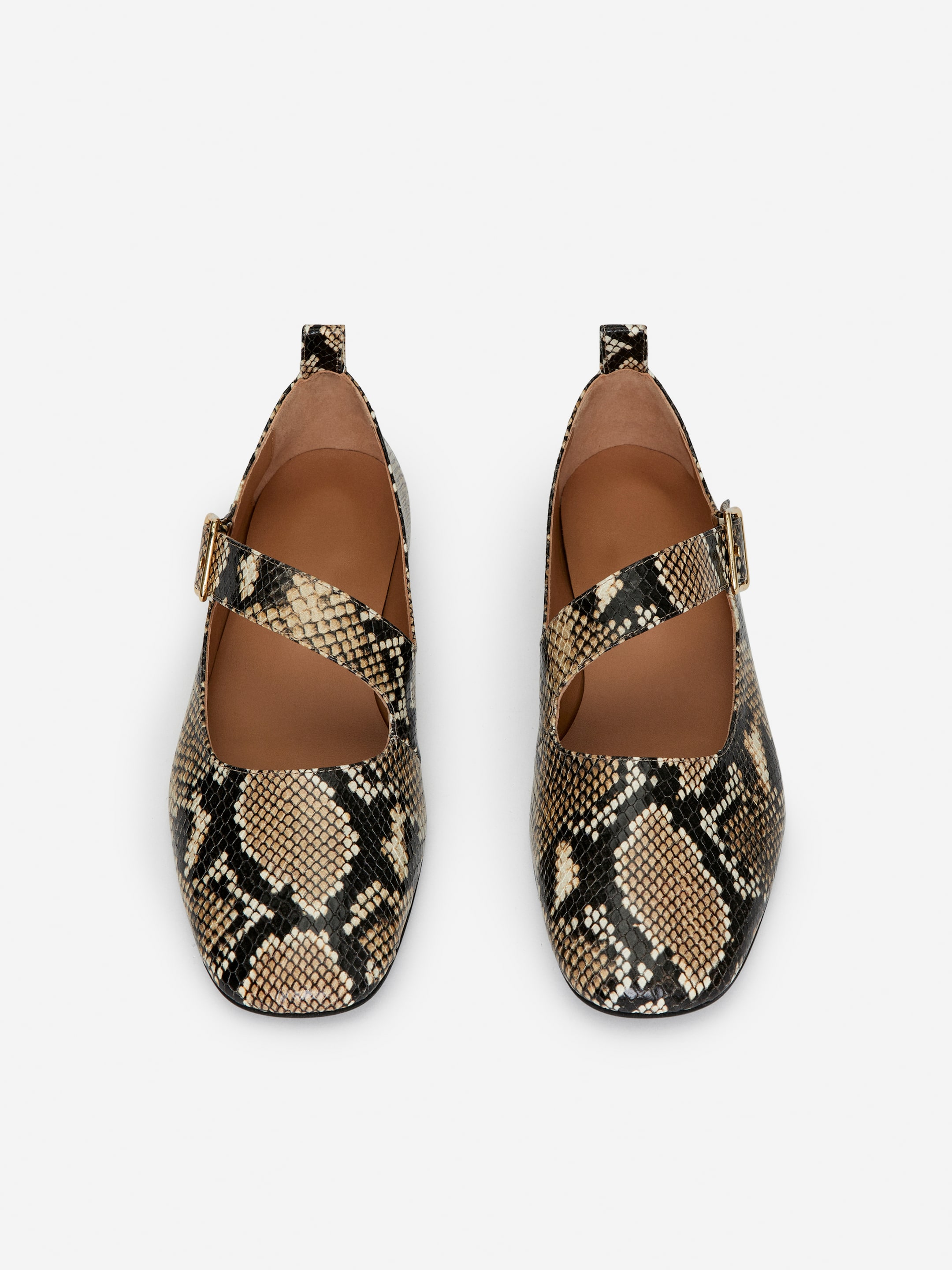 Leather Mary Jane Flats - Multi Colour/Faux Snake - Women - StillMedia/DescriptiveStillLife - 3