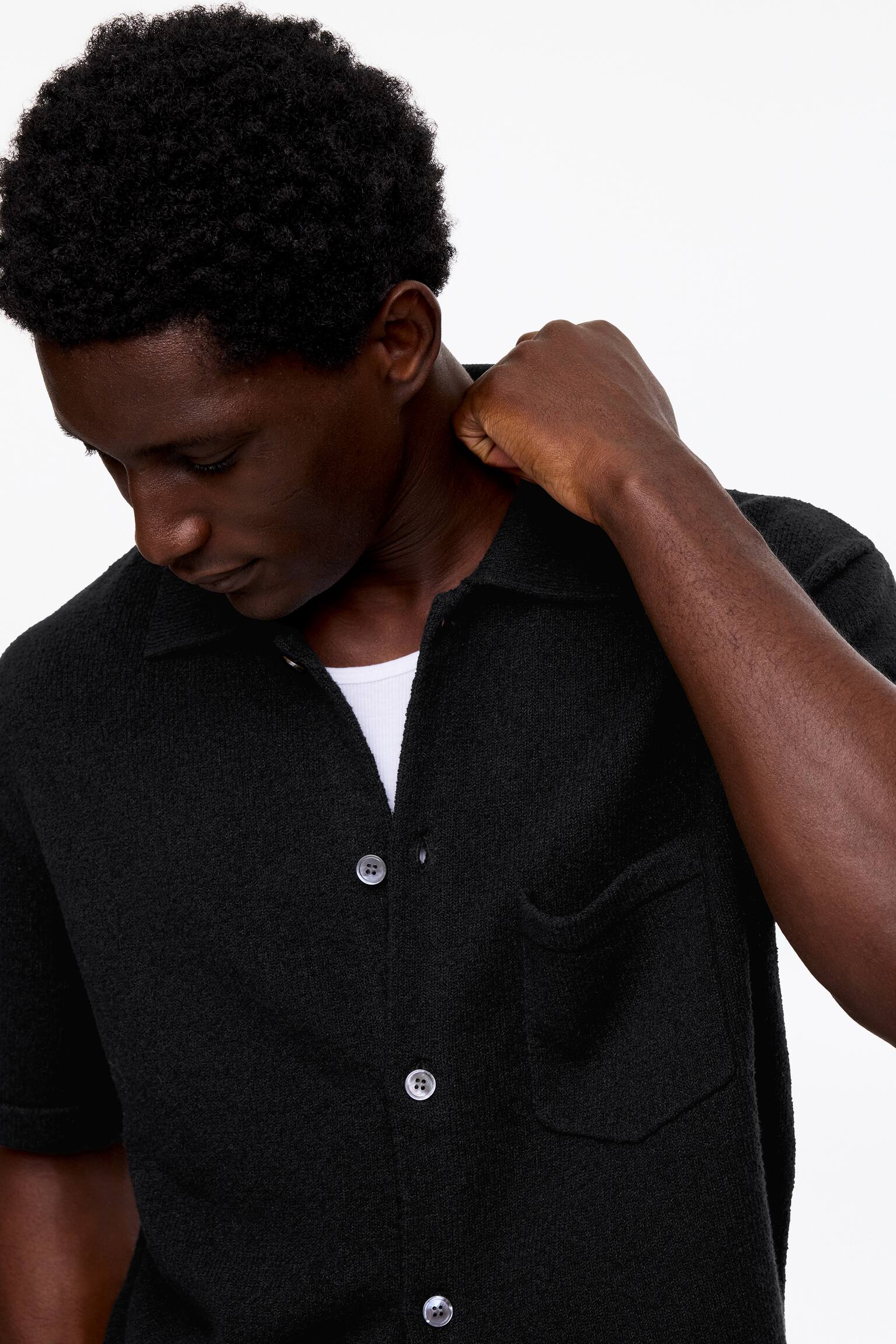 Poloshirt van bouclé-Zwart - 4