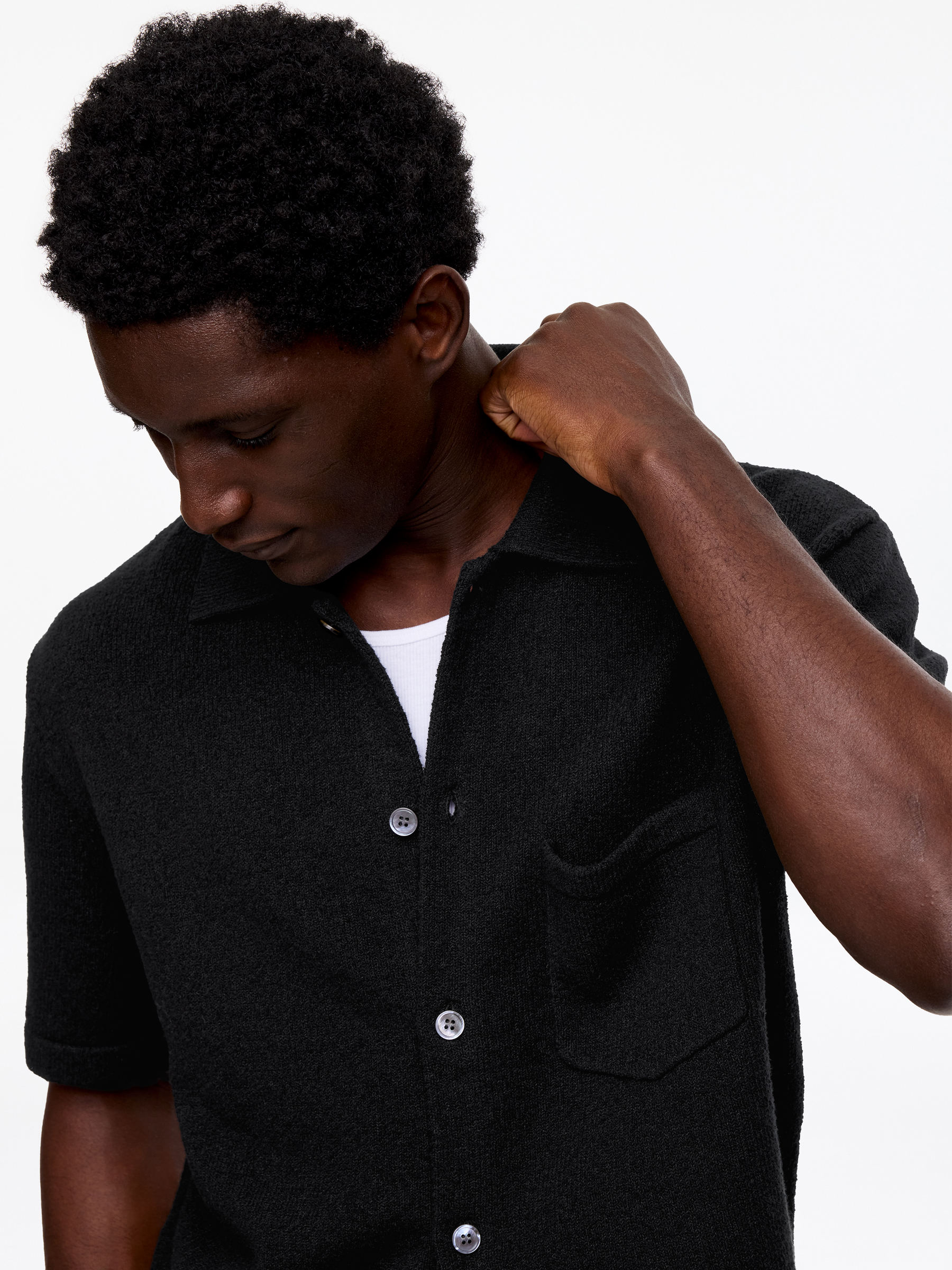 Bouclé Polo Shirt - Black - Relaxed fit - Men - StillMedia/Lookbook - 2