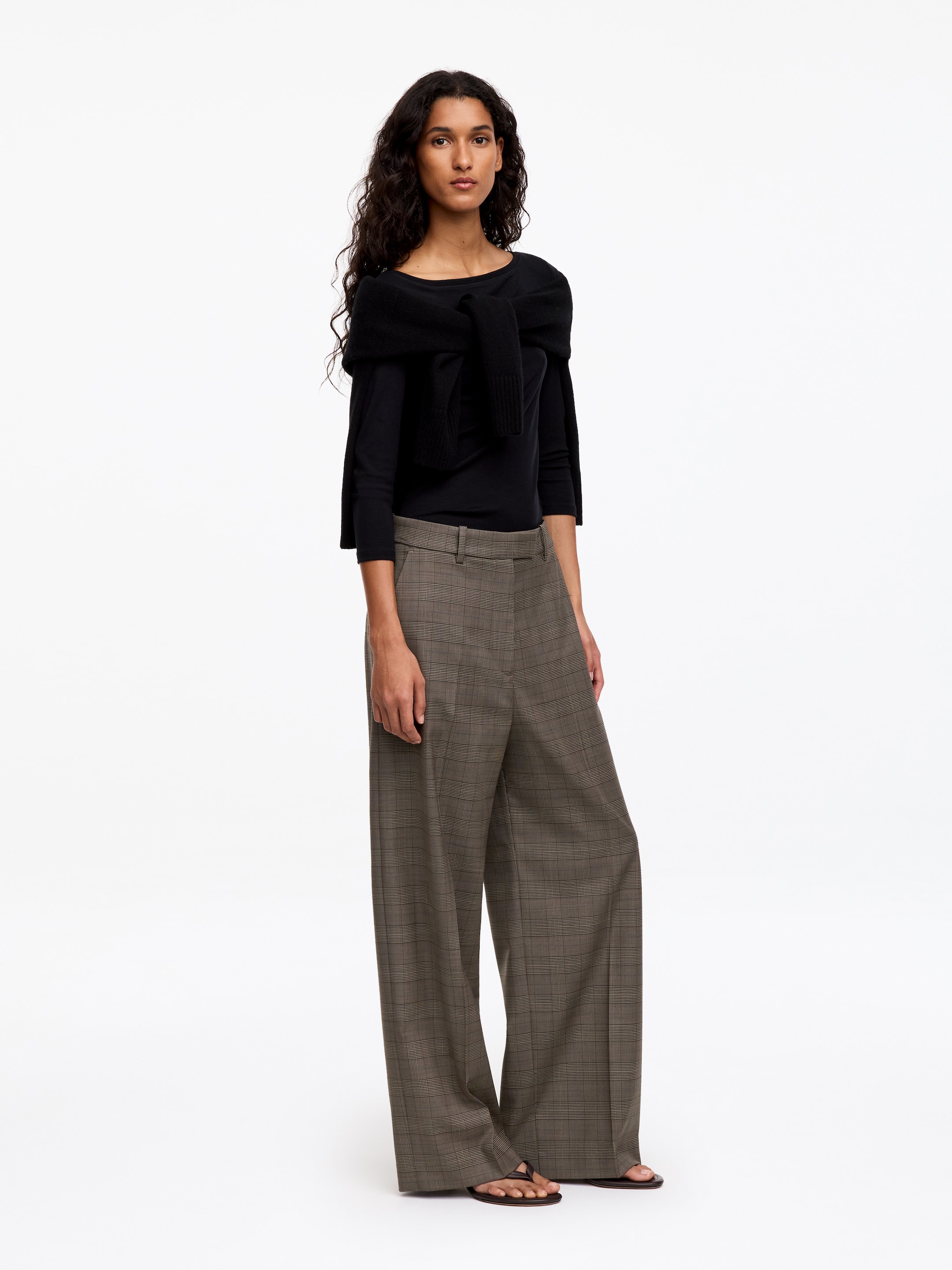 Wool Blend Tailored Trousers - Dark Brown - Relaxed fit - women - StillMedia/Lookbook - 3