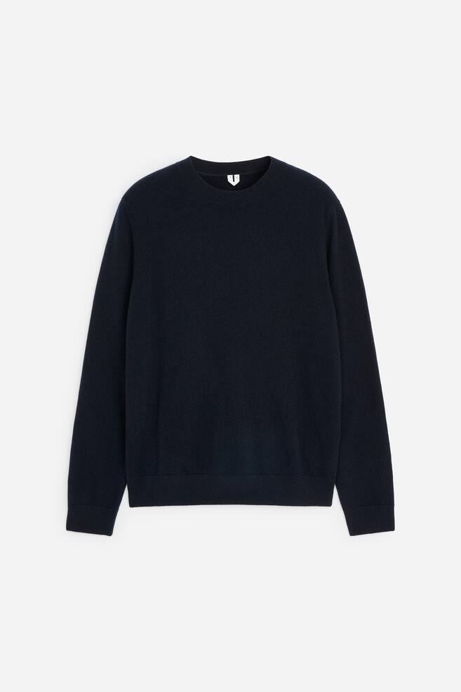 Jersey de cuello redondo en cachemir puro - Azul oscuro/Marrón/Gris - 1