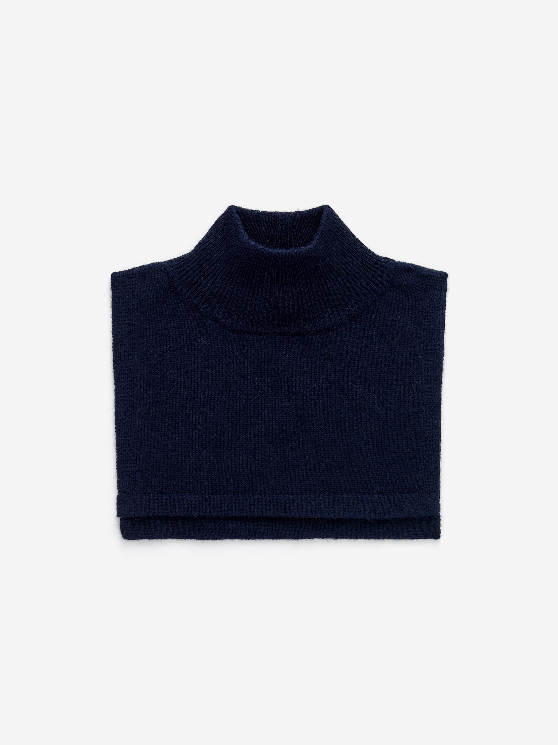 Col cheminée en laine mérinos-Bleu-17124