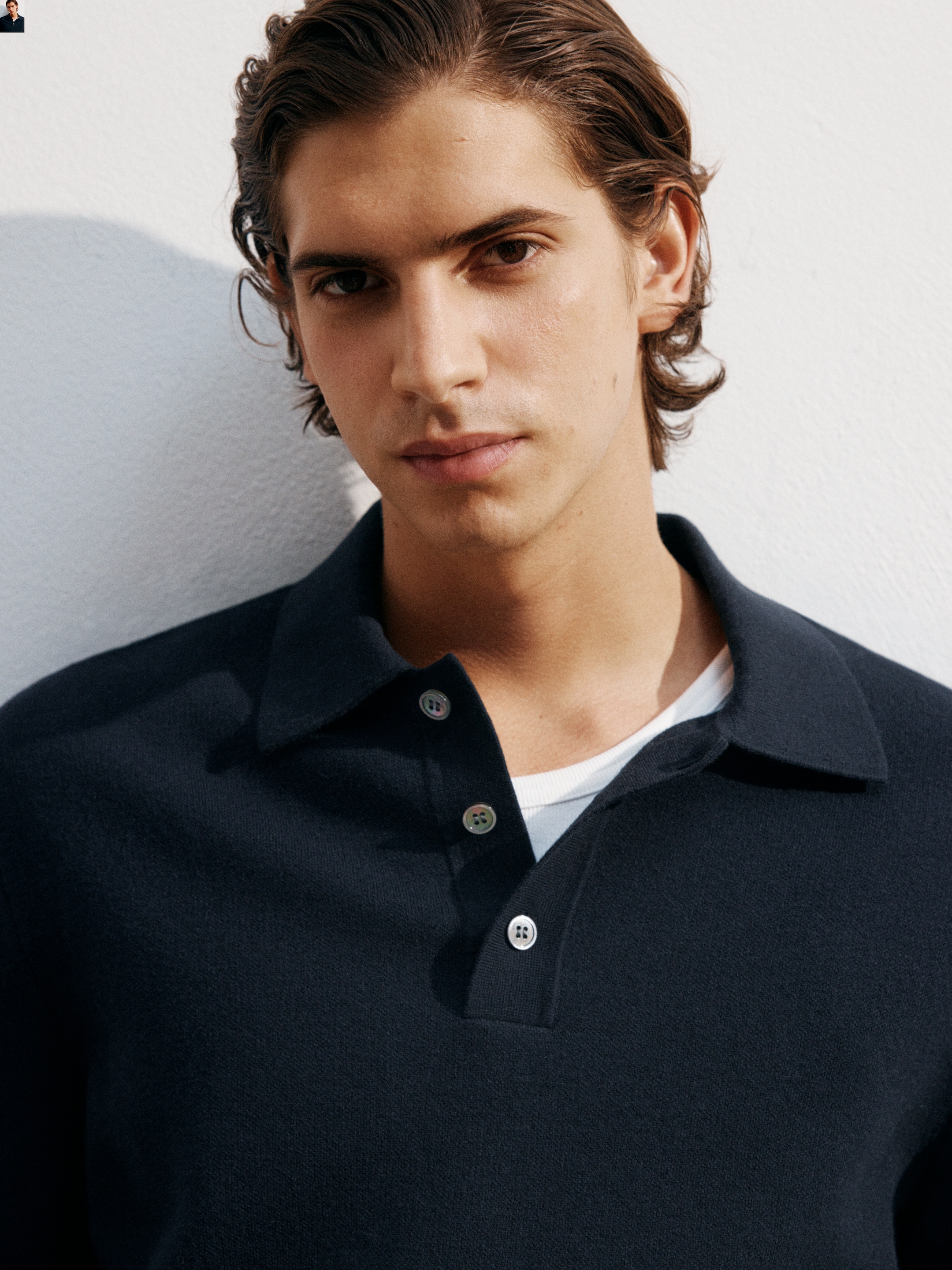 Finstickad polo shirt-#272930-19163