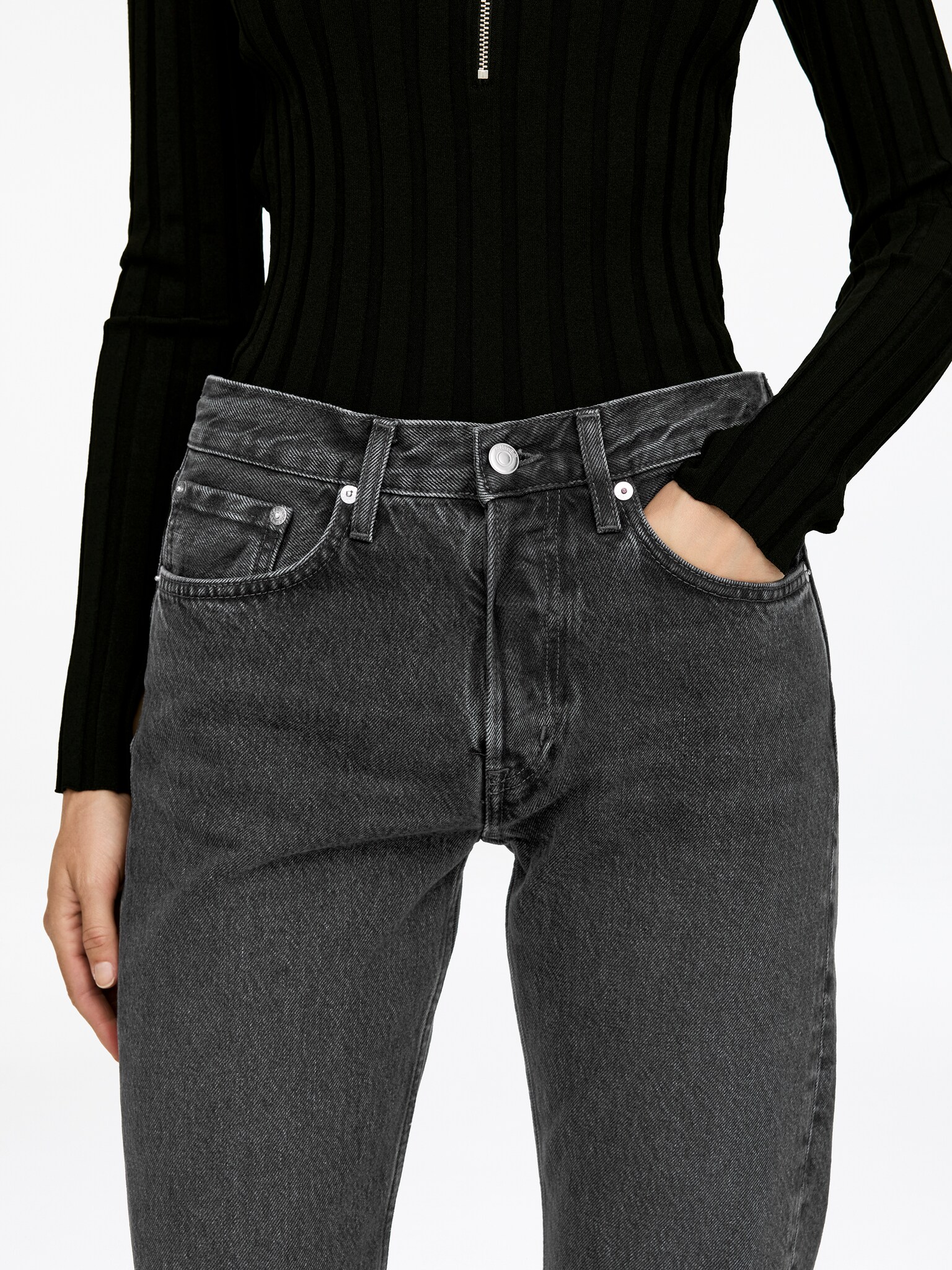 SNOW rette jeans - Svart/Dusty blå/Hvit - 6