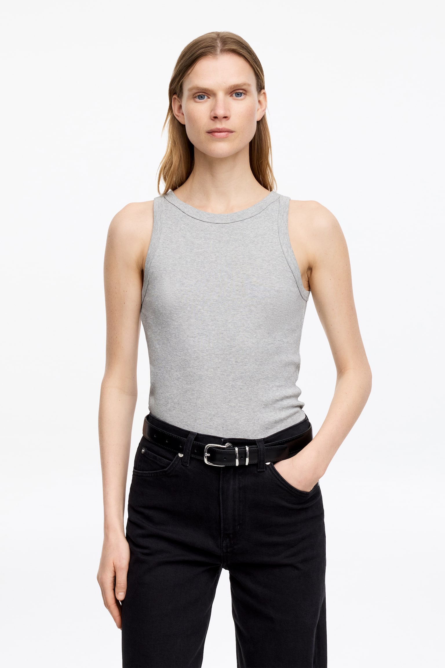 Ribbat linne - Grå/Svart/Vit - 1