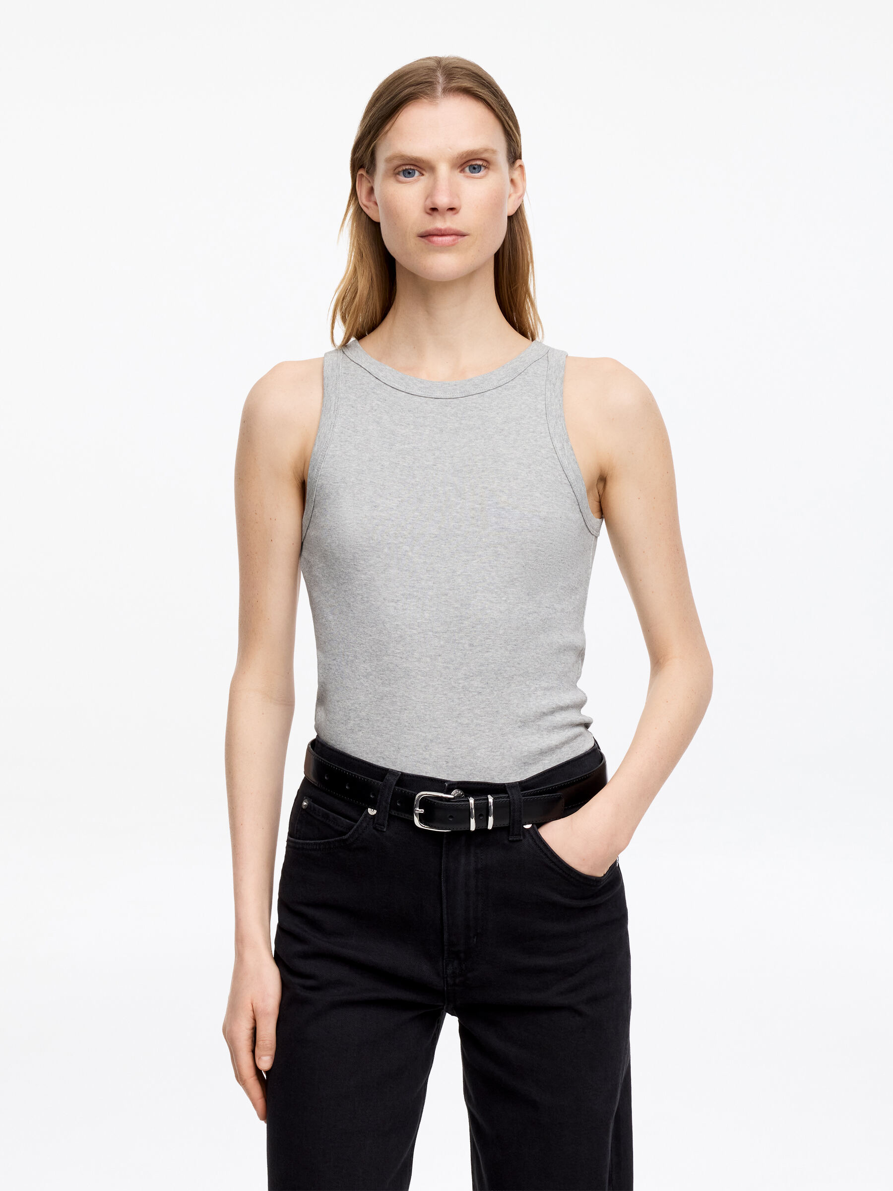 Rib Tank Top-#ABB0B2-14071