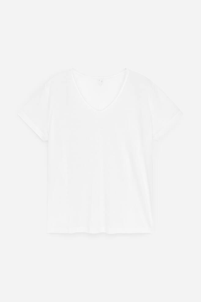 T-shirt met lage, ronde hals - Wit/Taupe/Zwart - 1