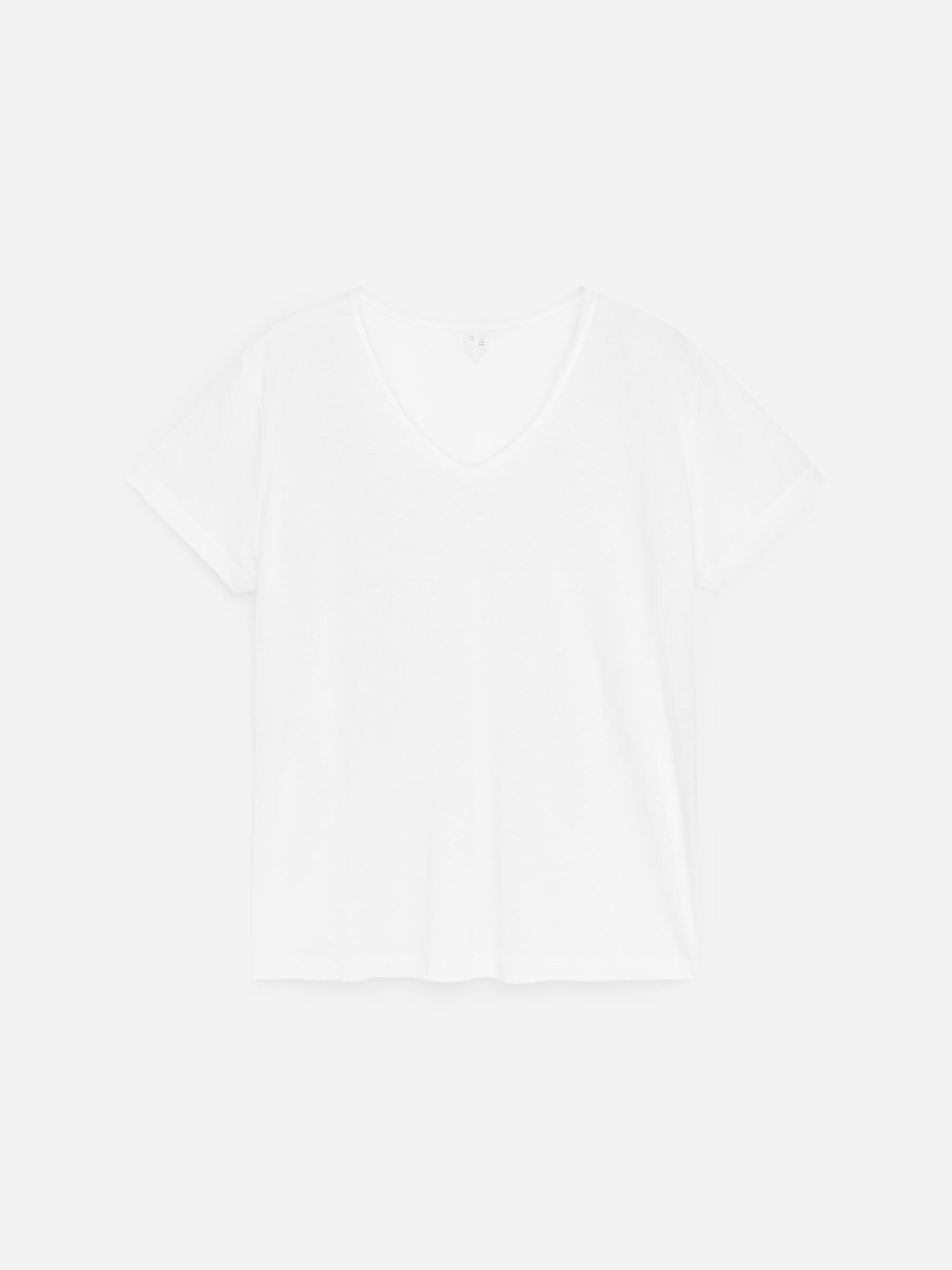 T-Shirt mit U-Ausschnitt-Weiß-18744