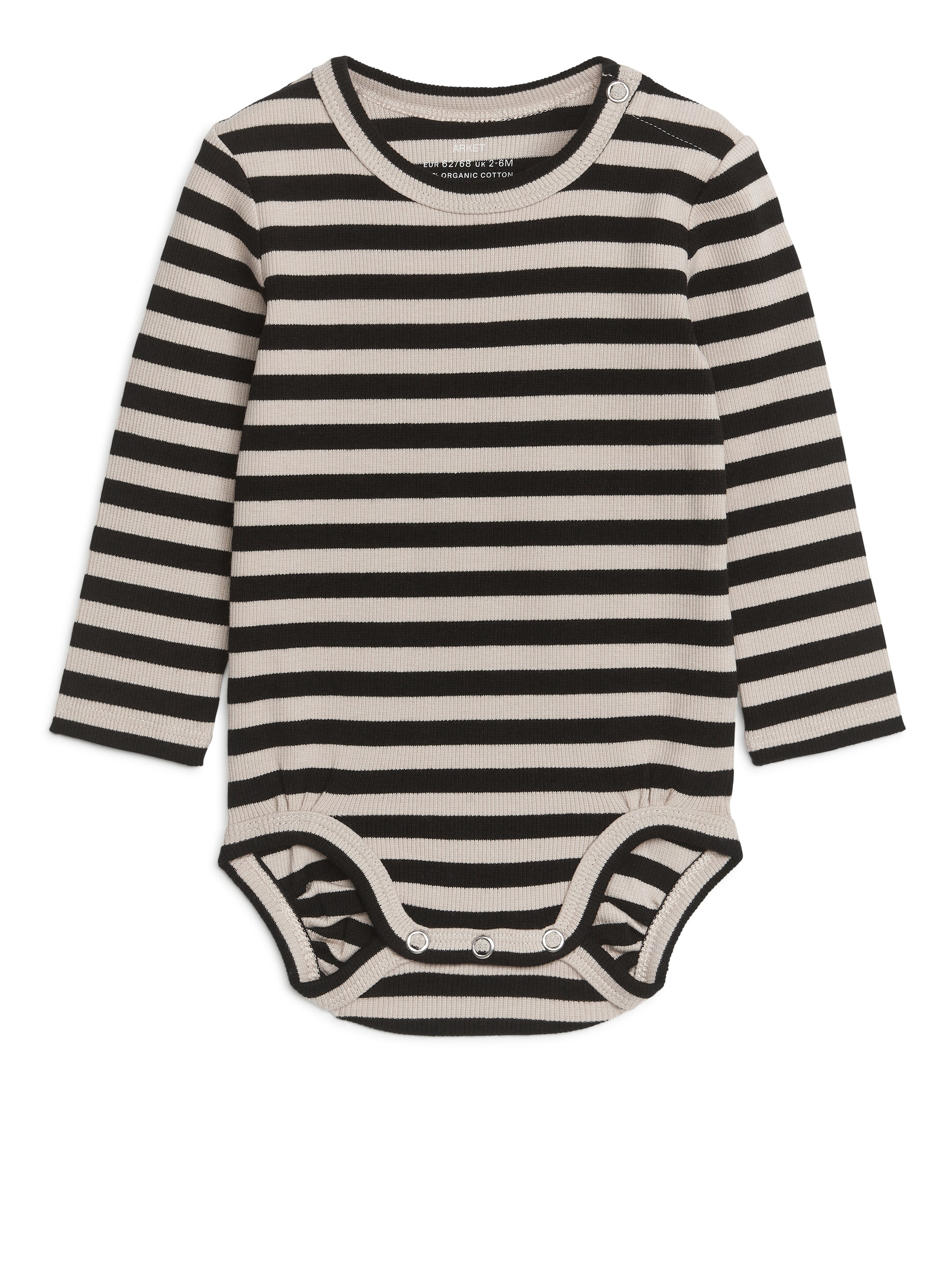 Vezi imaginea mai mare: Body cu mânecă lungă, nervurat - Black/Beige - COPII | H&M RO 1