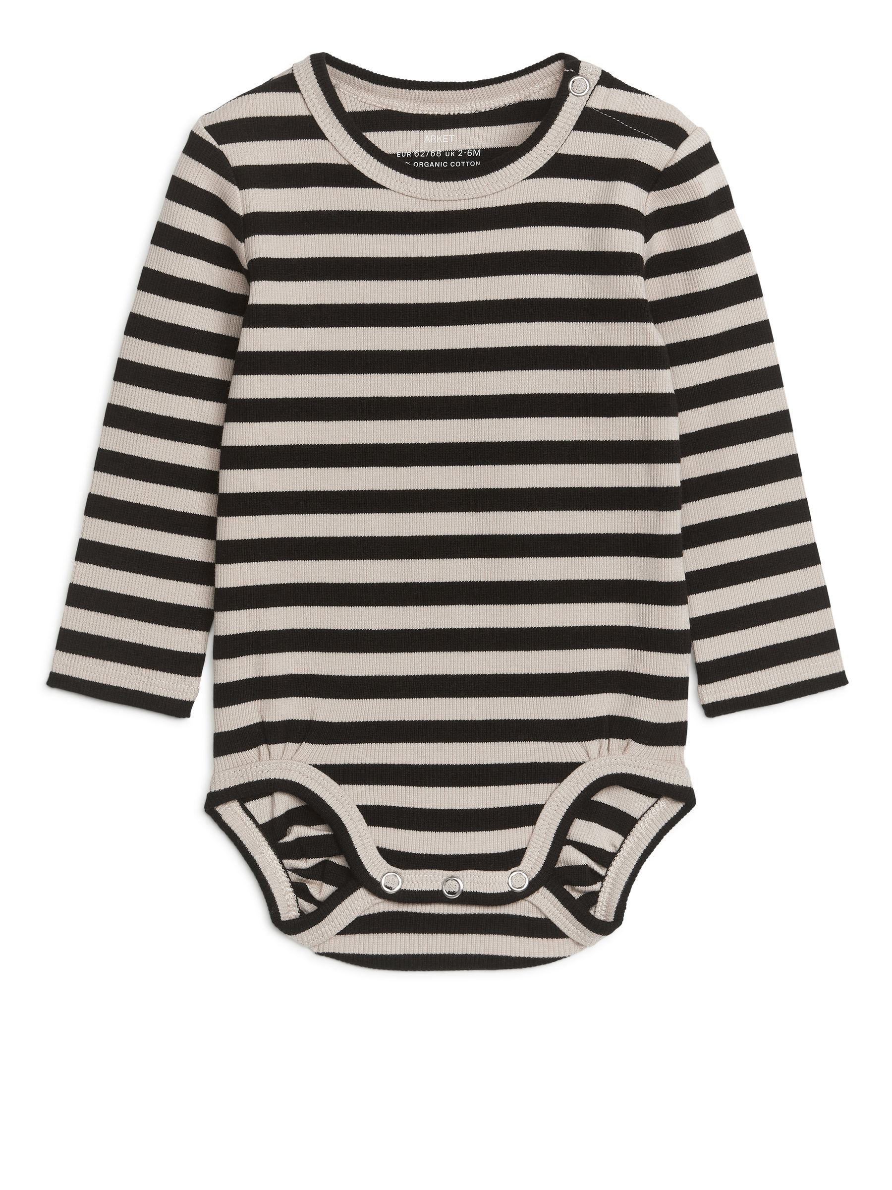 Ribbed Long-Sleeve Bodysuit - Black/Beige - Slim fit - Children - StillMedia/DescriptiveStillLife - 3