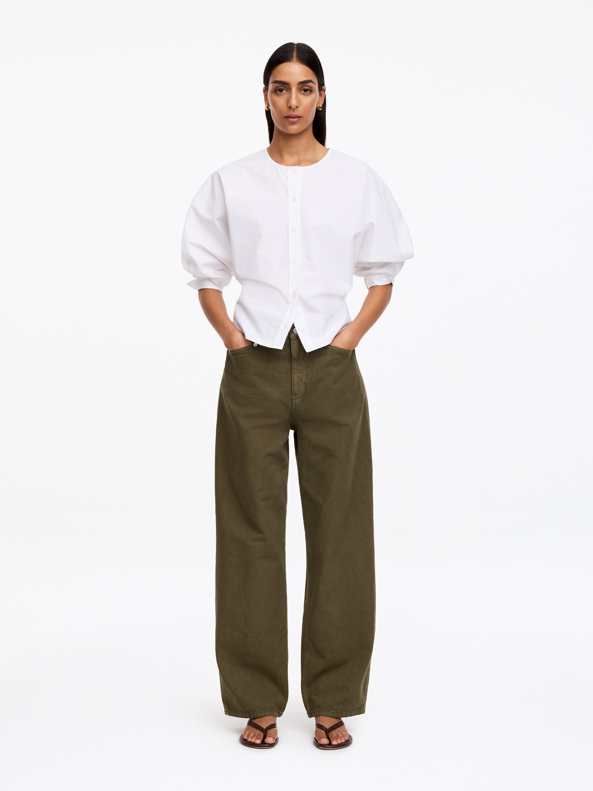 Utility broek van katoenen canvas - Kakigroen