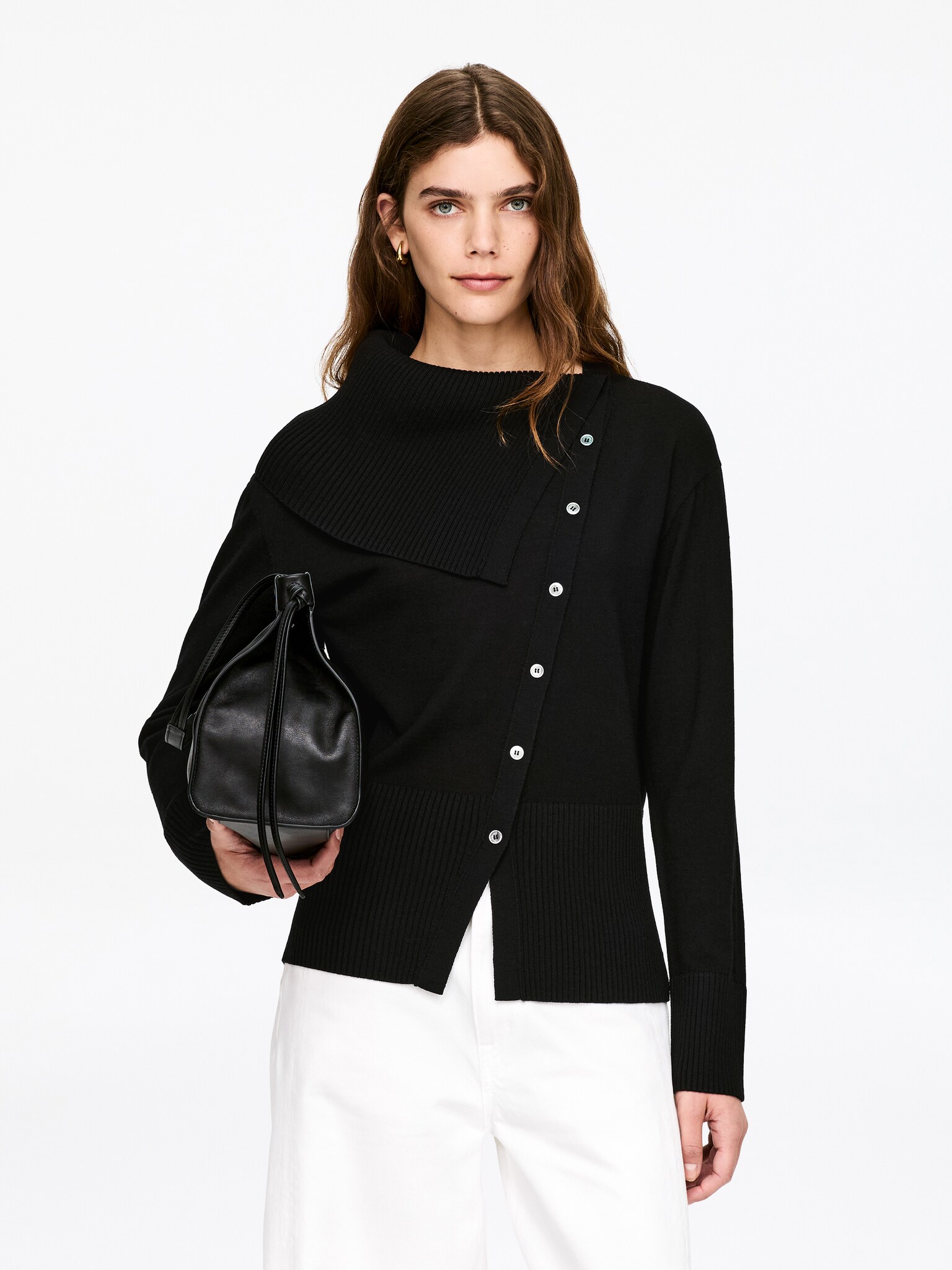 Twisted Wool Cardigan - Black - 1