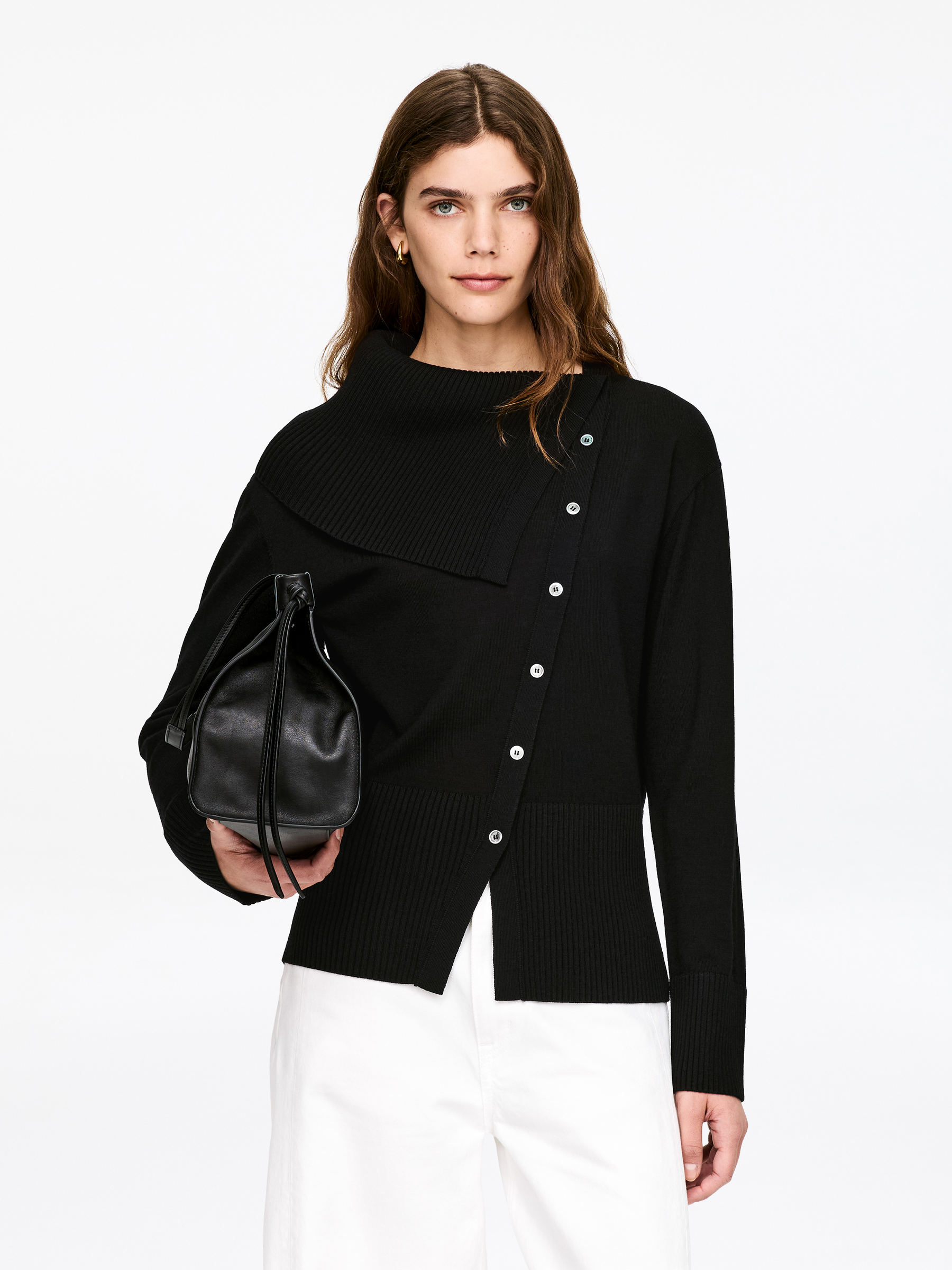 Asymmetrische Strickjacke aus Wolle-#272627-17885