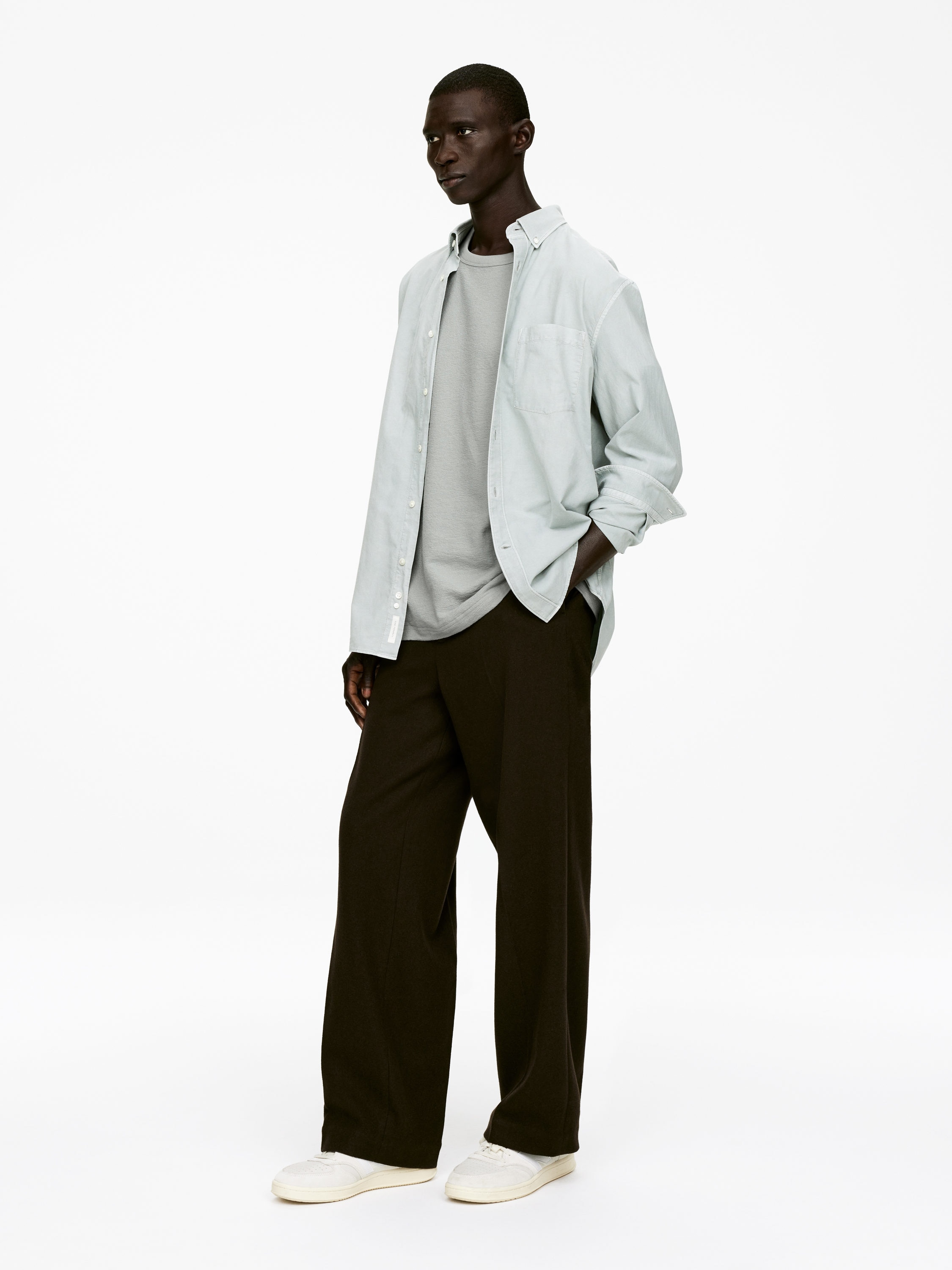 Relaxed Bouclé T-Shirt - Dusty Green - Loose fit - Men - StillMedia/Lookbook - 3
