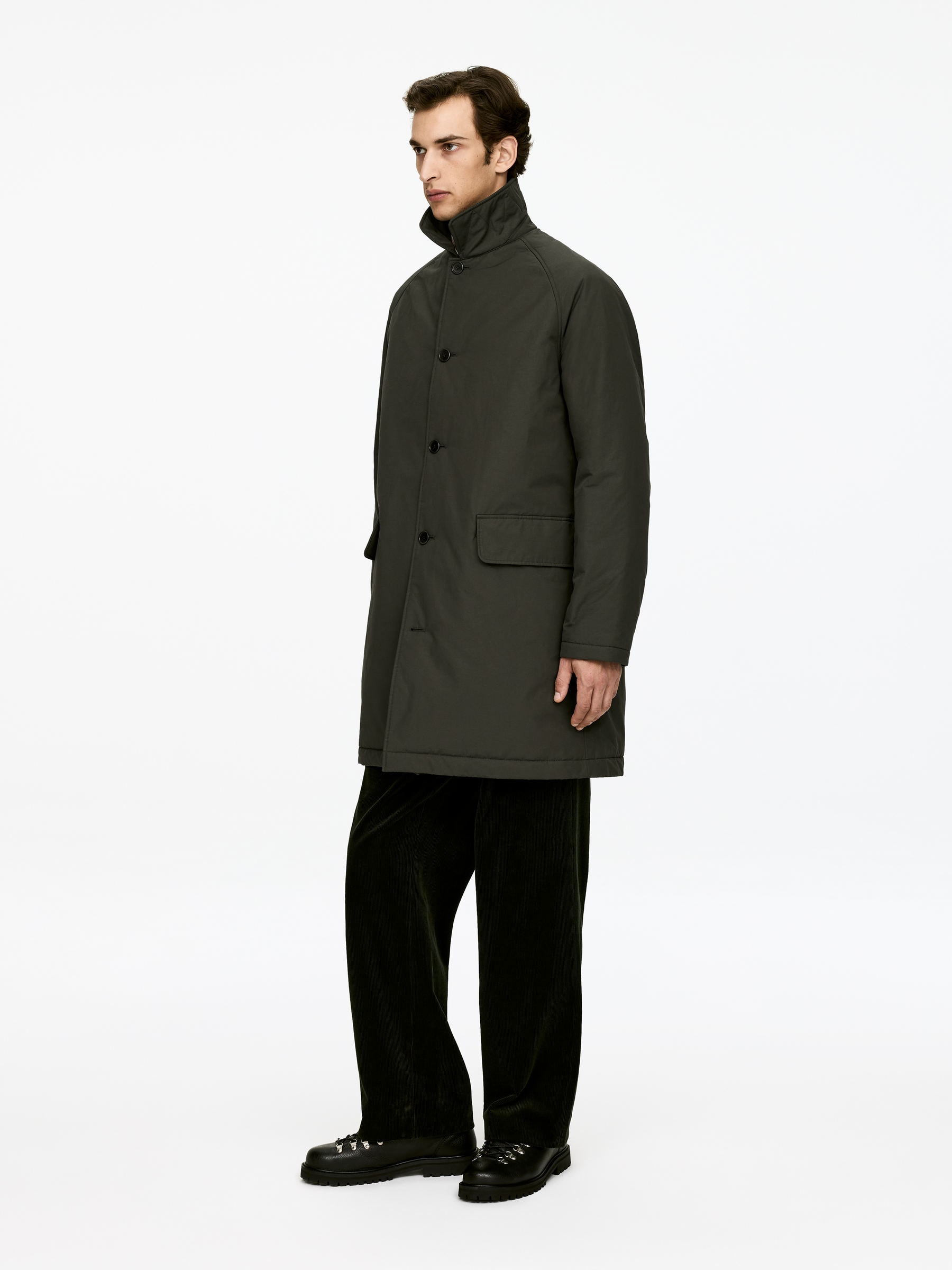 Light-Padded Car Coat - Dark Green - Loose fit - Men - StillMedia/Lookbook - 3
