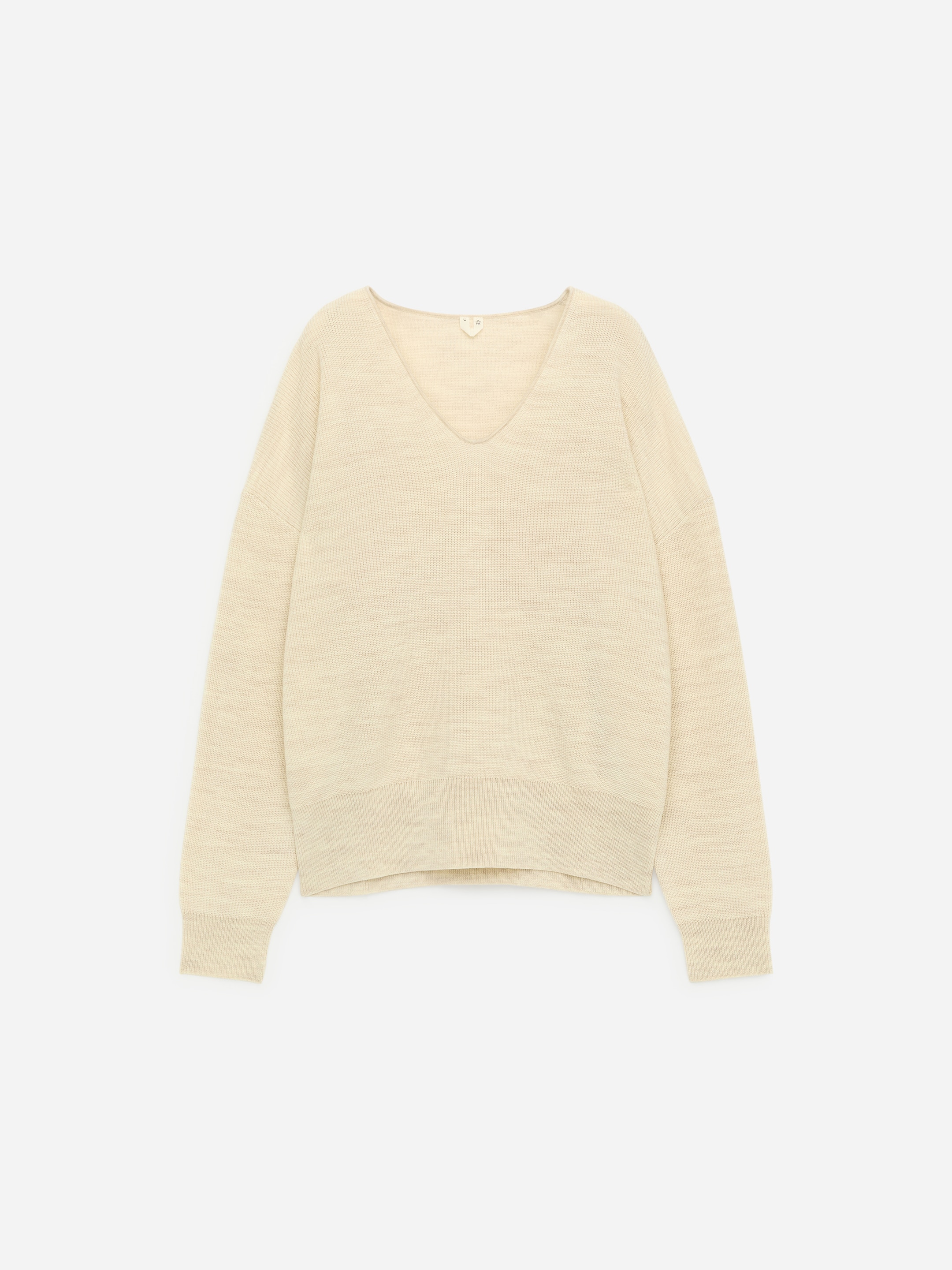 Wool-Cotton V-Neck Jumper-White-17490