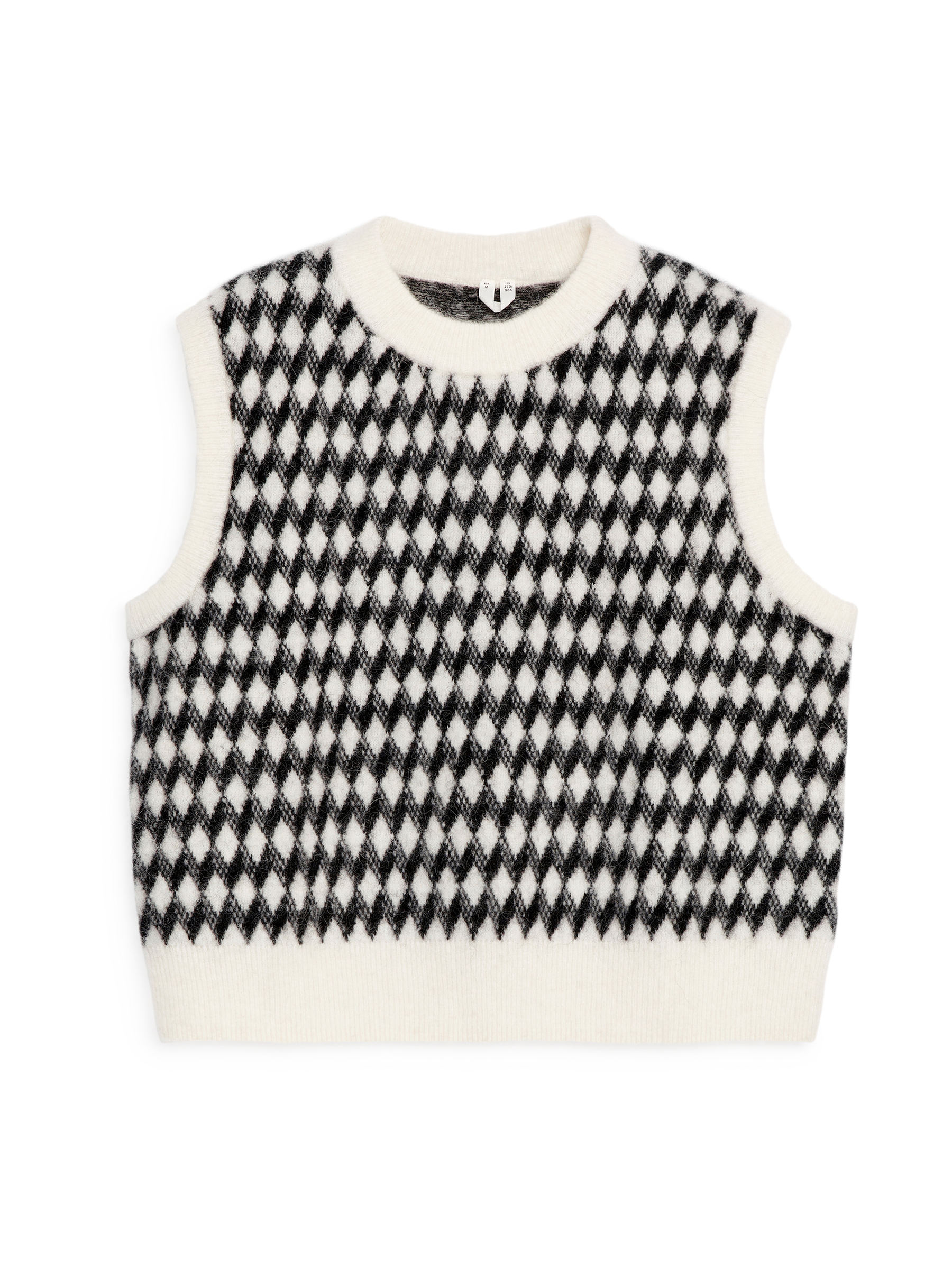 Gilet en mélange de laine et d'alpaga - Blanc/Noir - Regular fit - Femme - StillMedia/DescriptiveStillLife - 1