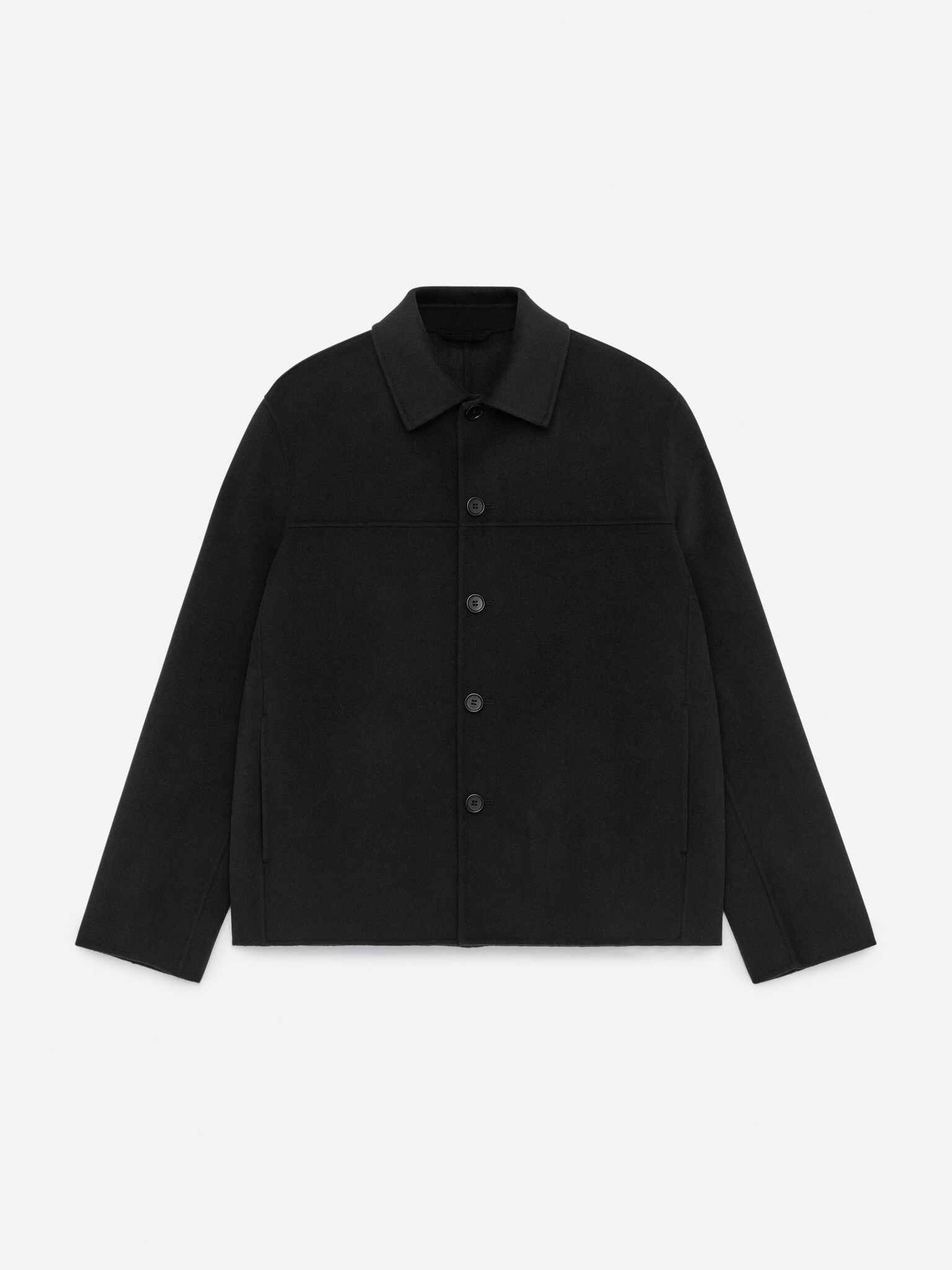 Veste en laine mélangée double face - Noir délavé/Bleu foncé/Beige foncé - 2