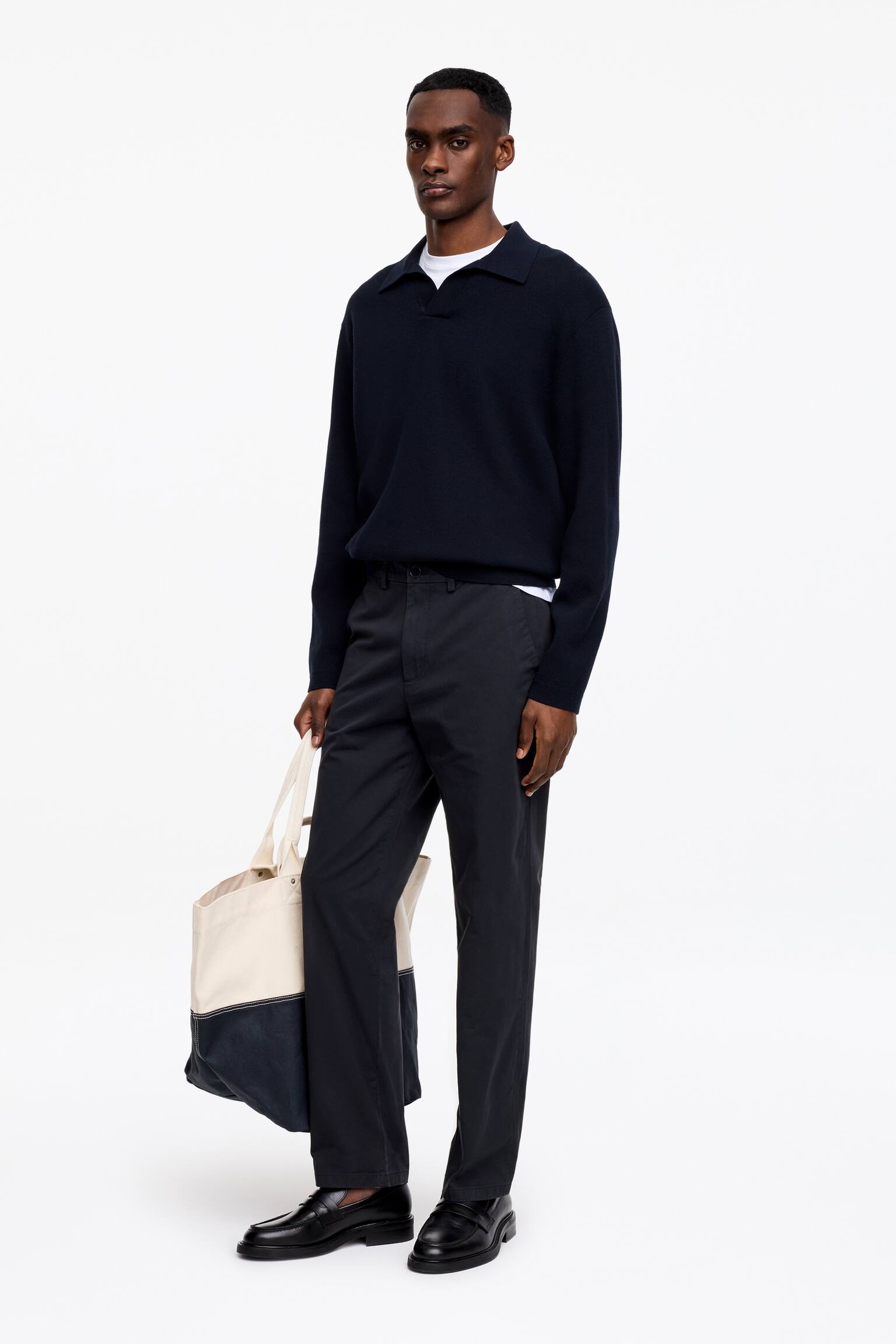 Rechte katoenen chino - Donkerblauw/Kakigroen/Beige - 3