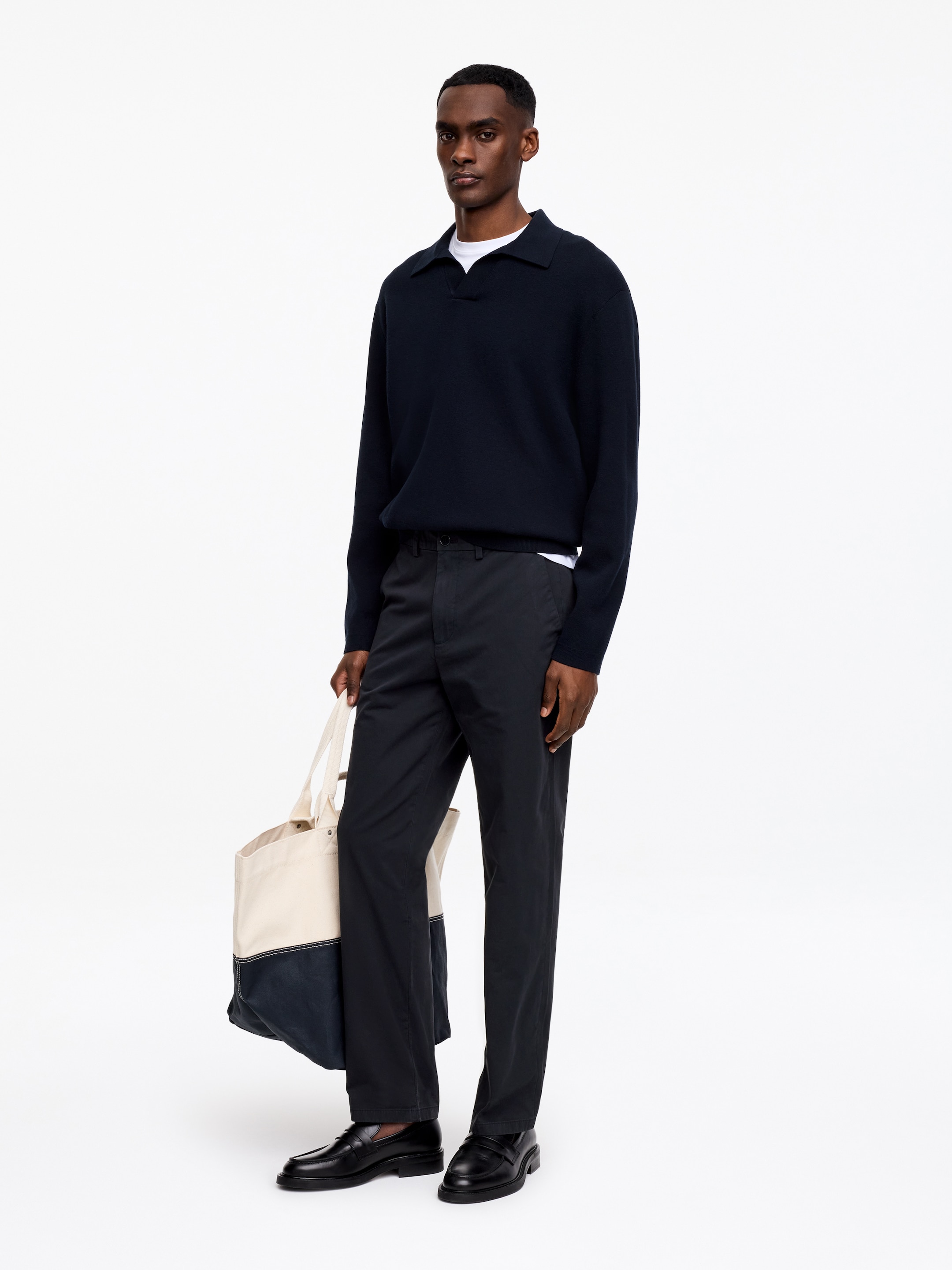 Pantalon chino droit en coton - Bleu foncé - Regular fit - Homme - StillMedia/Lookbook - 3