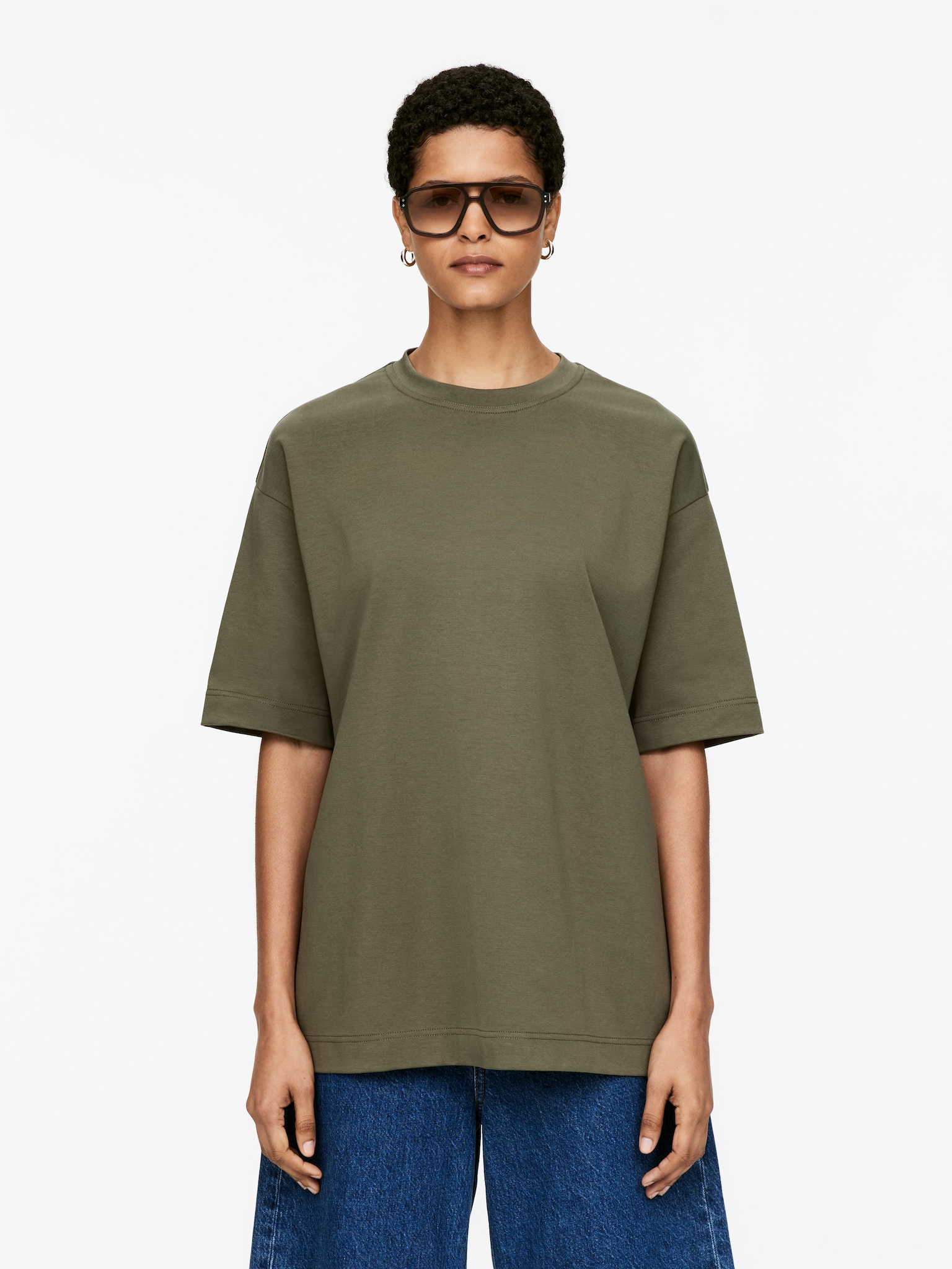 T-shirt OPAL interlock - Verde kaki/Bianco/Bordeaux