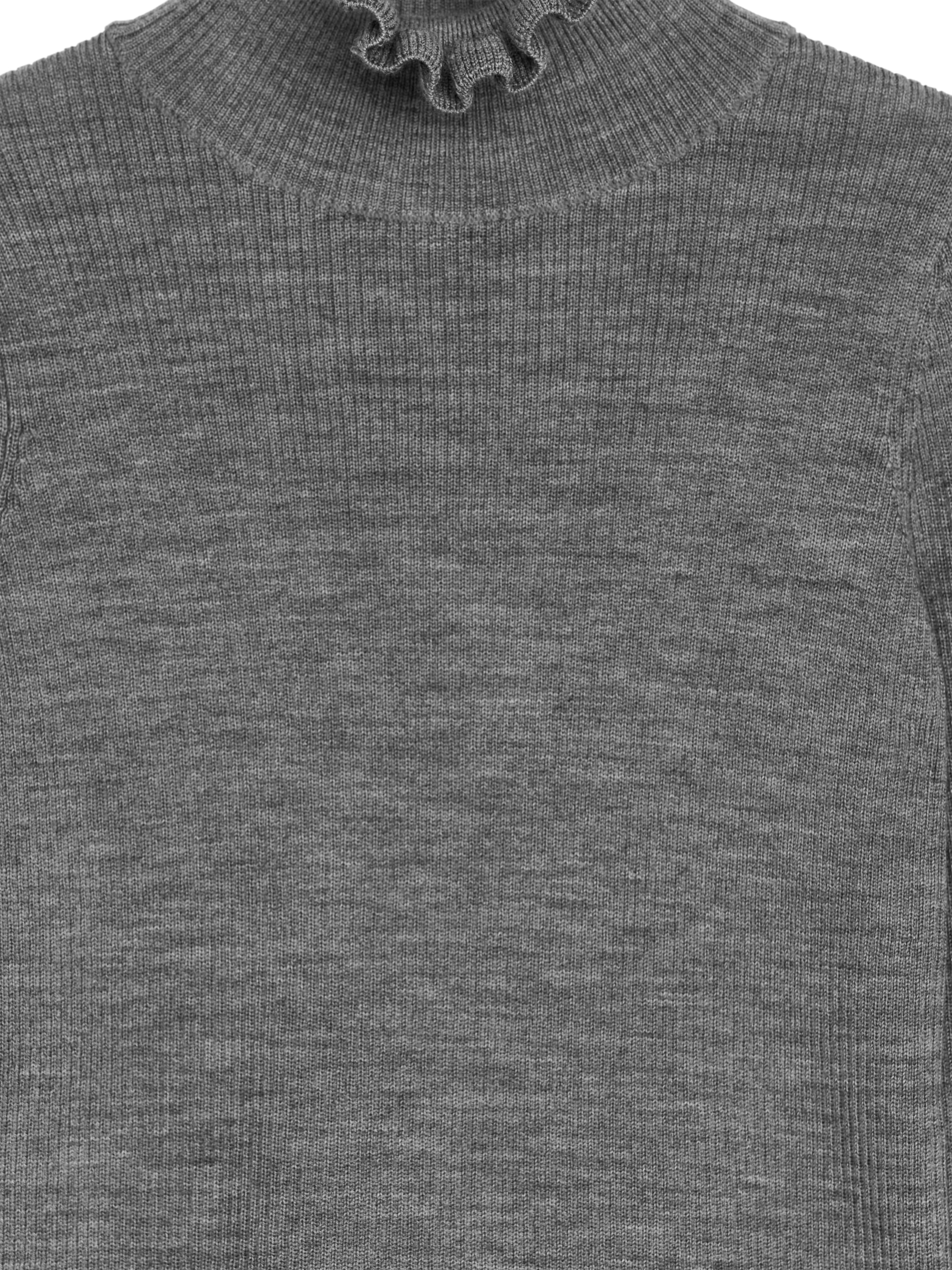 Zobacz większy obraz: Wełniany sweter z falbankowym kołnierzem - Szary melanż - Dziecko | H&M PL 3